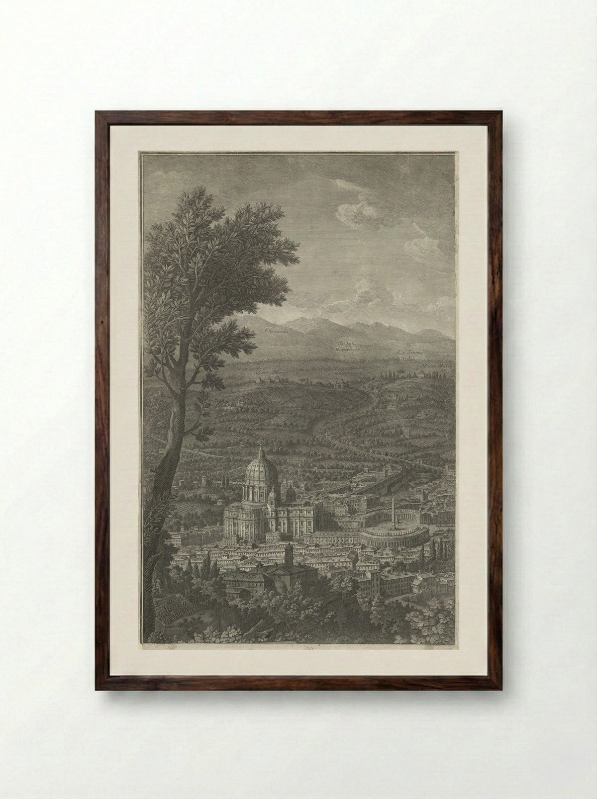 Panorama van de stad Rome - Giuseppe Vasi - Framed Print Dark Wood