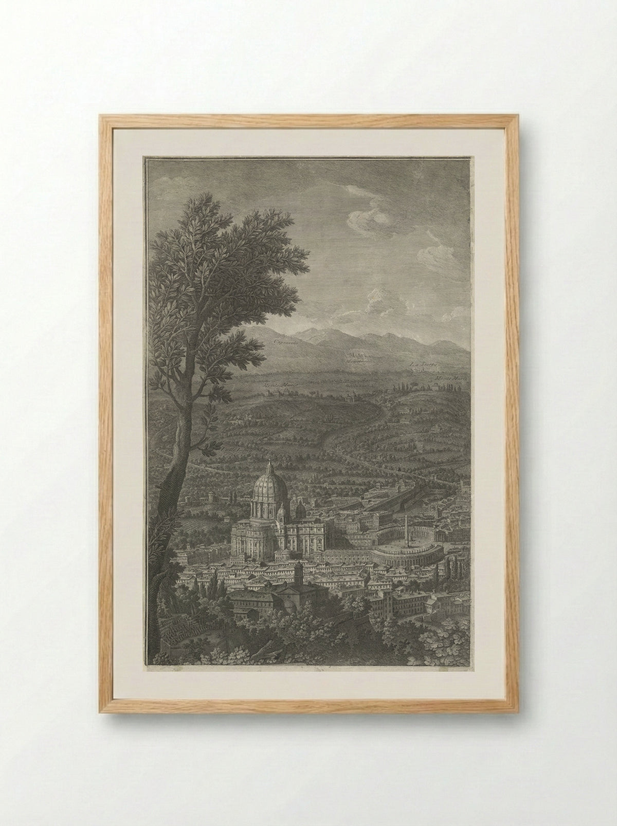 Panorama van de stad Rome - Giuseppe Vasi - Framed Print Wood