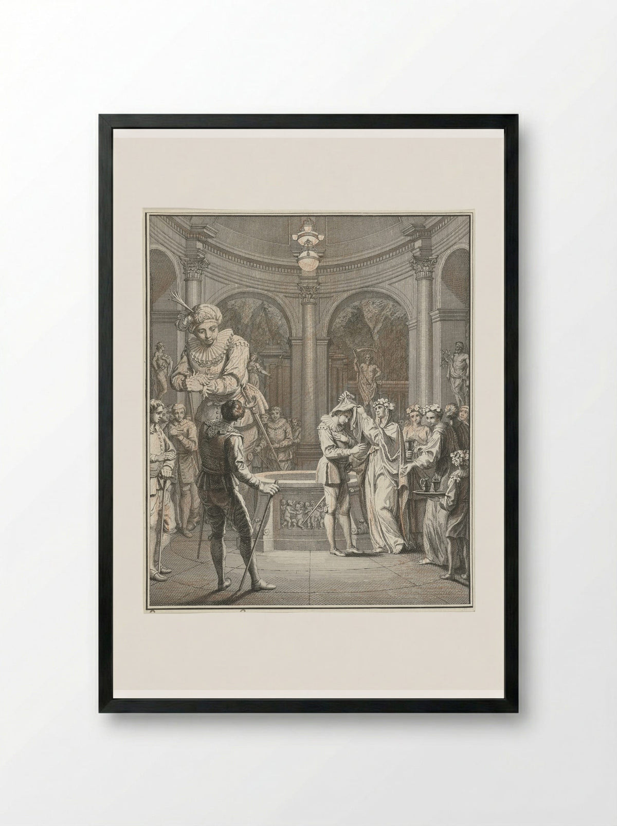 Panurge and the High Priestess Bacbuc - Jacob Folkema - Framed Print Black