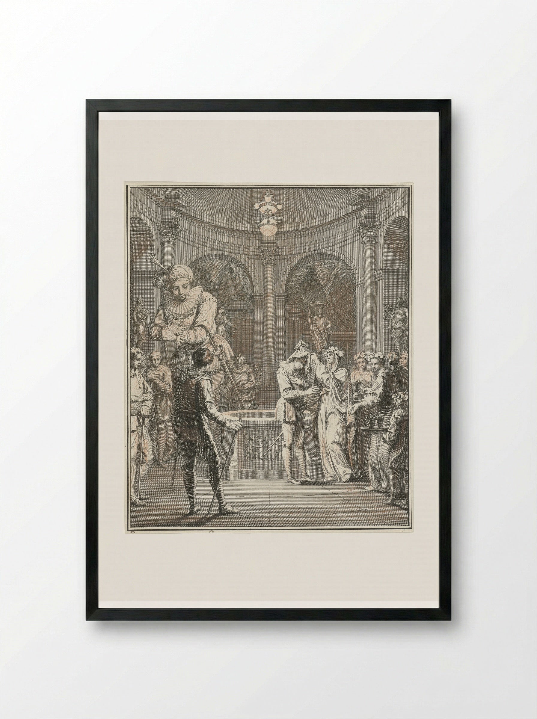 Panurge and the High Priestess Bacbuc - Jacob Folkema - Framed Print Black