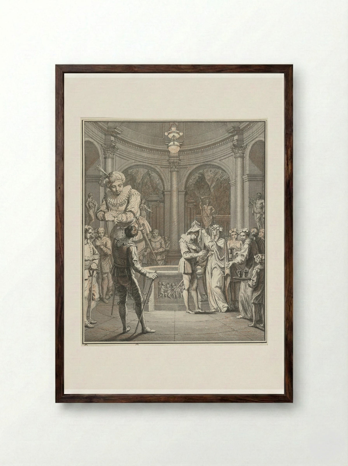 Panurge and the High Priestess Bacbuc - Jacob Folkema - Framed Print Dark Wood