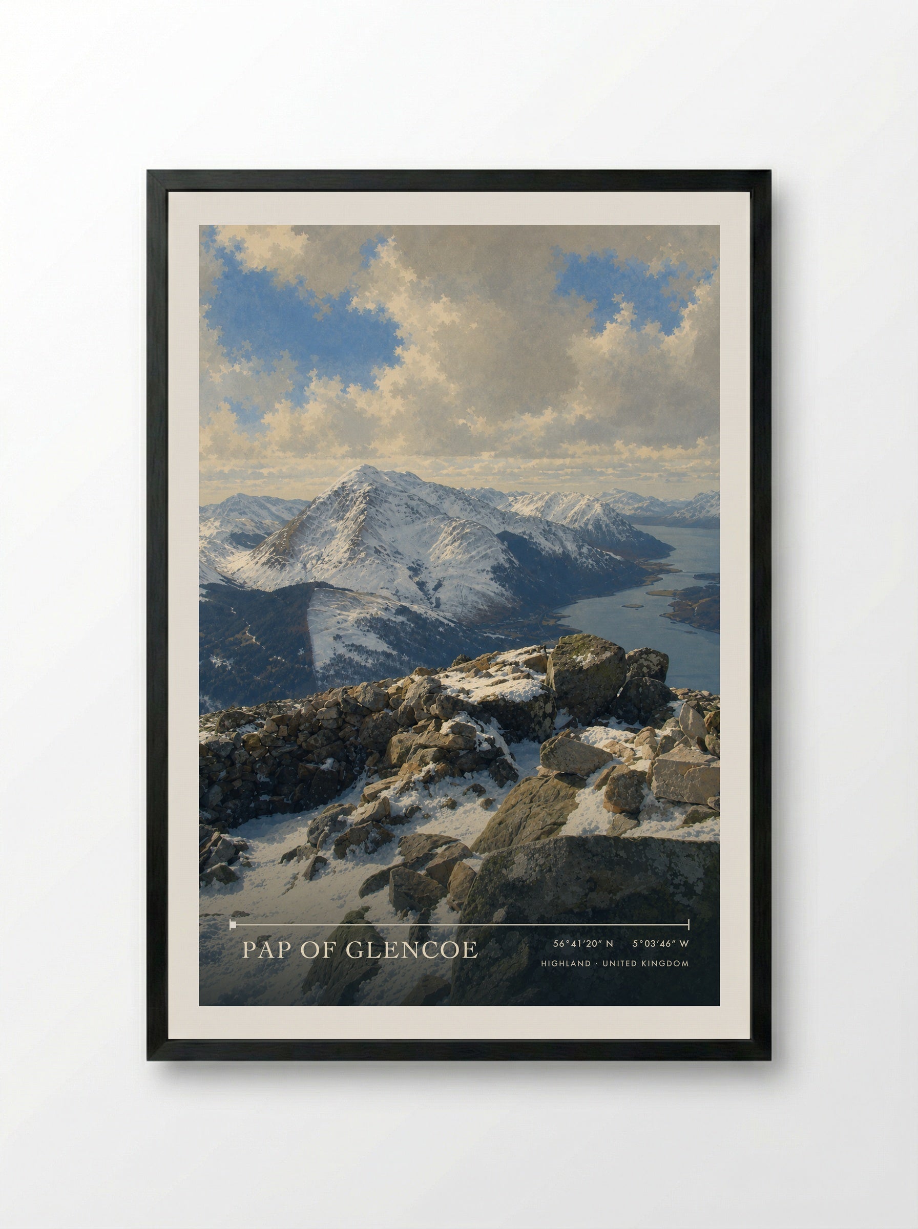 Pap of Glencoe Highland United Kingdom Travel Poster - Framed Print Black