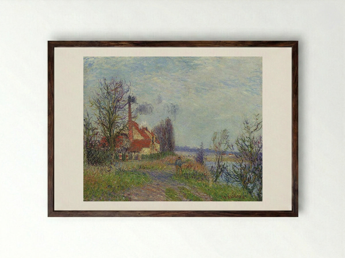 Paper Mill at Port Marly - Gustave Loiseau - Framed Print Dark Wood