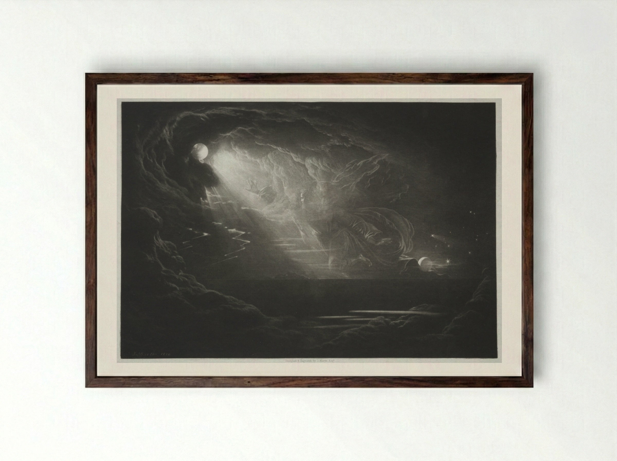 Paradise Lost: The Creation of Light - John Martin - Framed Print Dark Wood