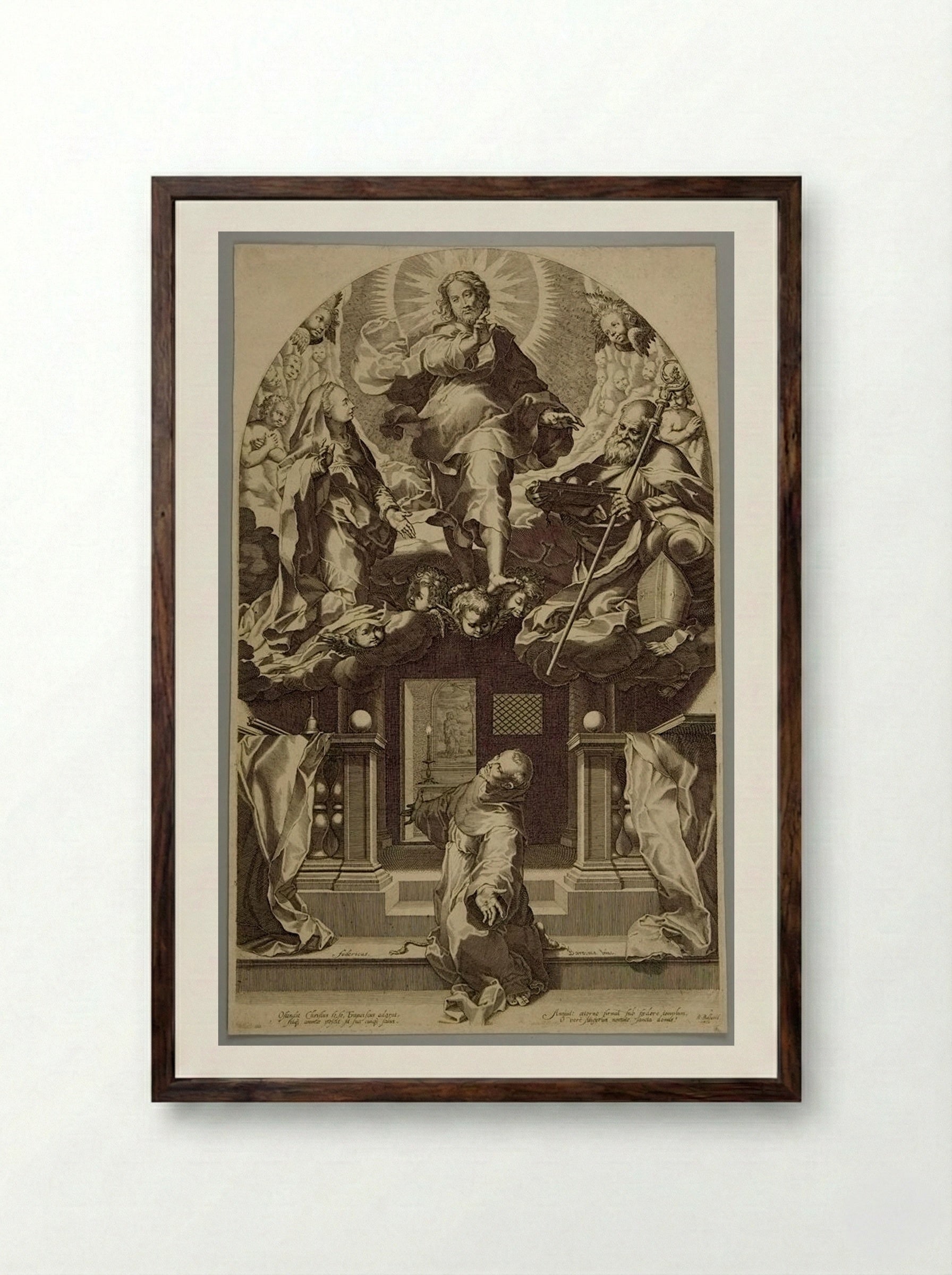 Pardon of Saint Franciscus - Boetius Adamsz. Bolswert - Framed Print Dark Wood