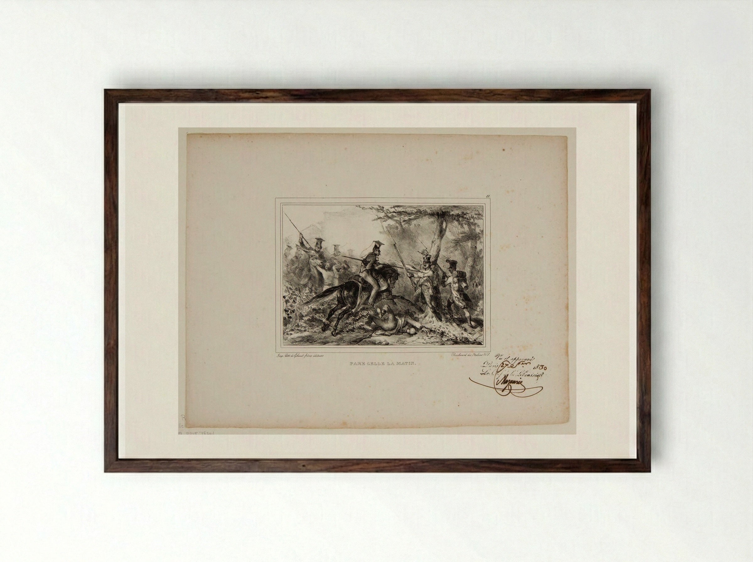 Pare celle la matin - Denis-Auguste-Marie Raffet - Framed Print Dark Wood