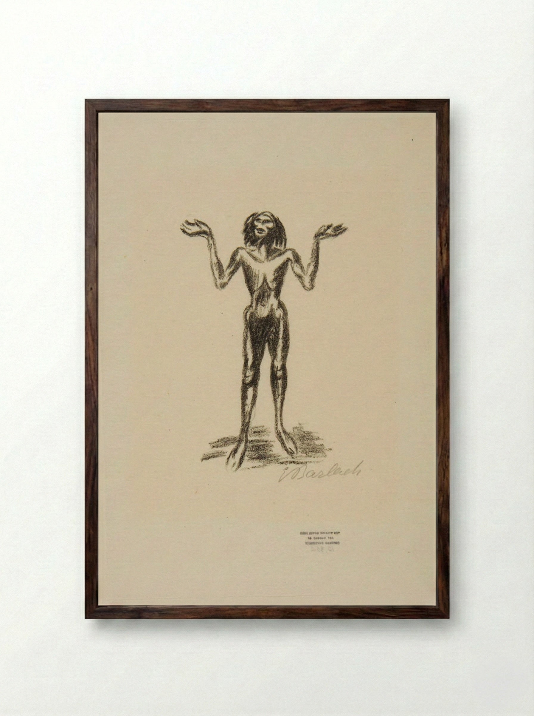 Pariah: The Legend 4: The Pariah's Thanksgiving - Ernst Barlach - Framed Print Dark Wood