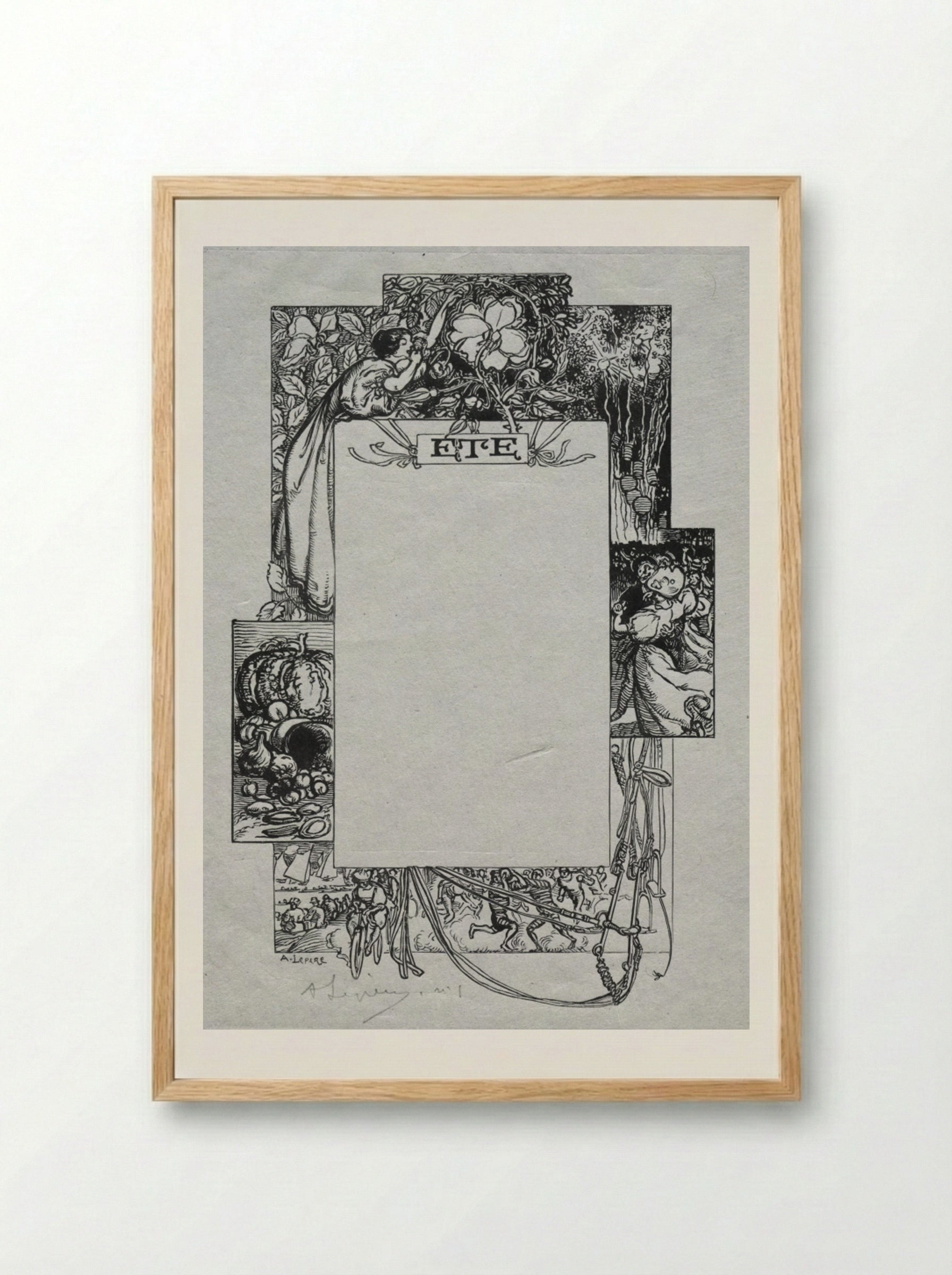Paris Almanac, 1897: Decorative Border, Summer - Auguste Louis Lepère - Framed Print Wood