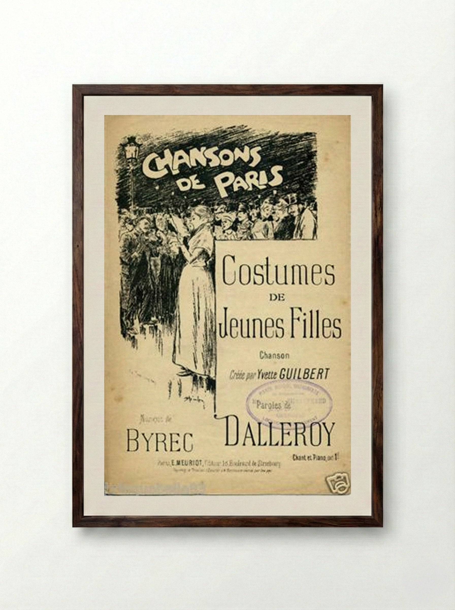 Paris En Chansons - Théophile Steinlen - Framed Print Dark Wood