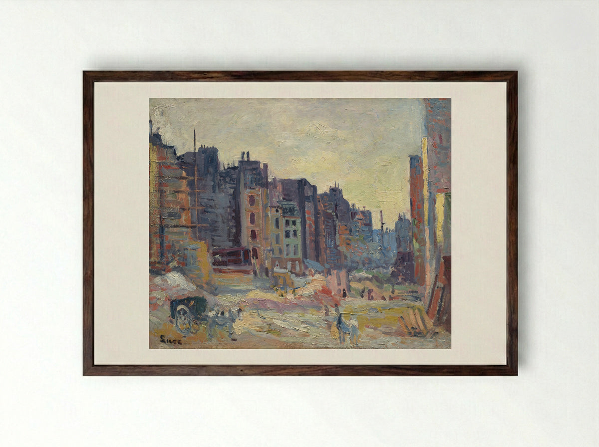 Paris, Le Percement De La Rue Réaumur - Maximilien Luce - Framed Print Dark Wood