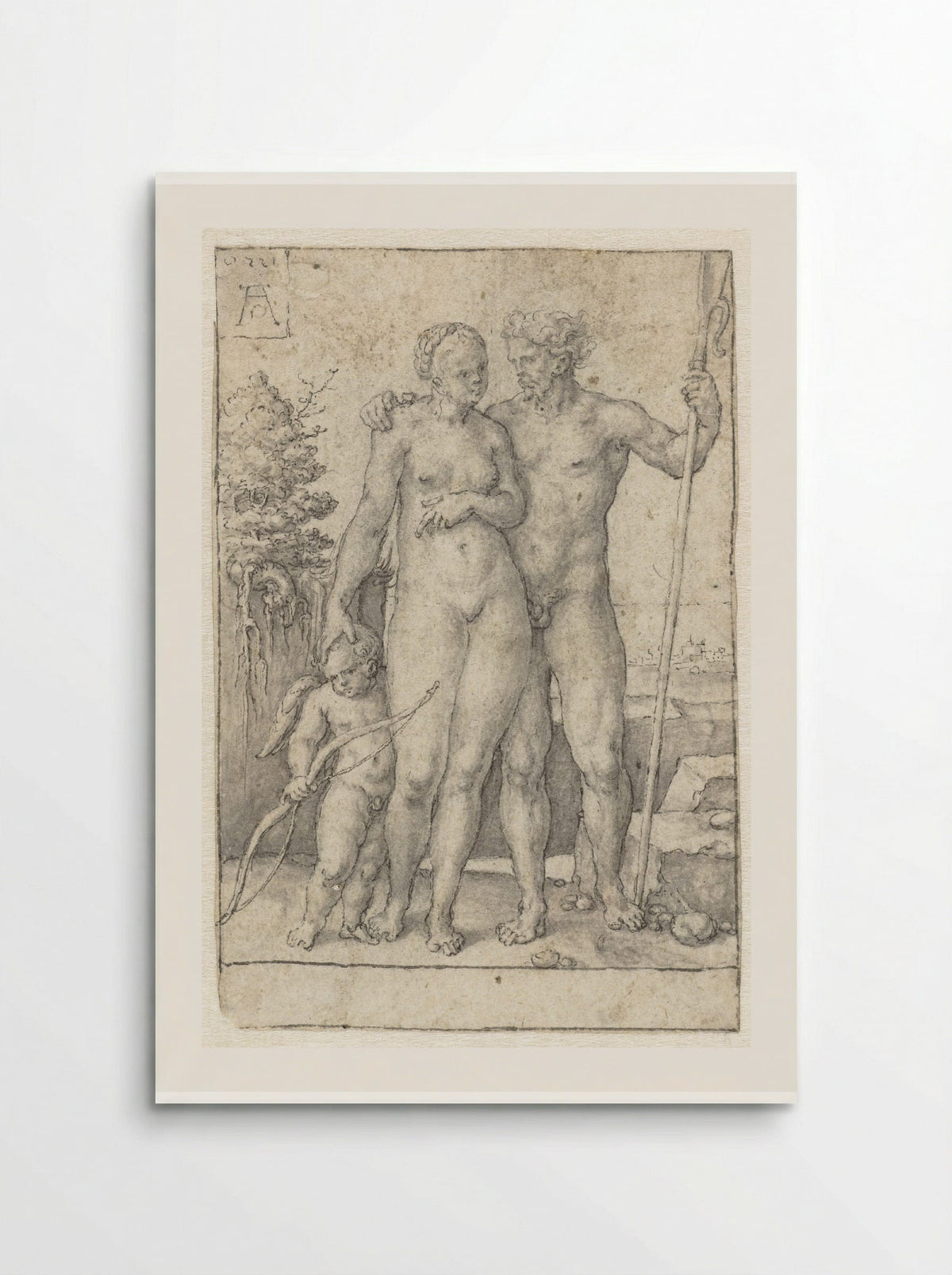 Paris, Oenone and Cupid - Heinrich Aldegrever - Poster