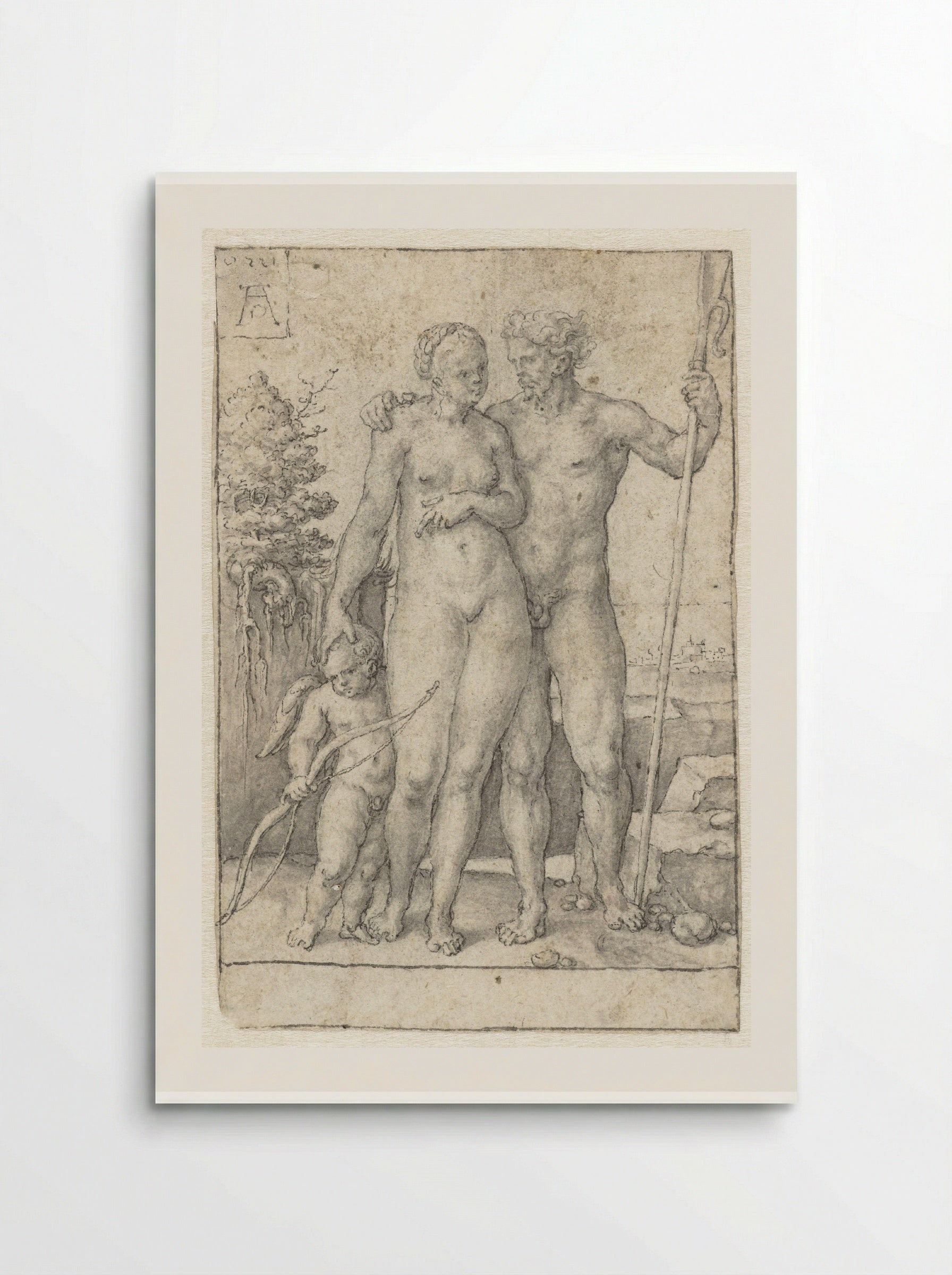 Paris, Oenone and Cupid - Heinrich Aldegrever - Poster