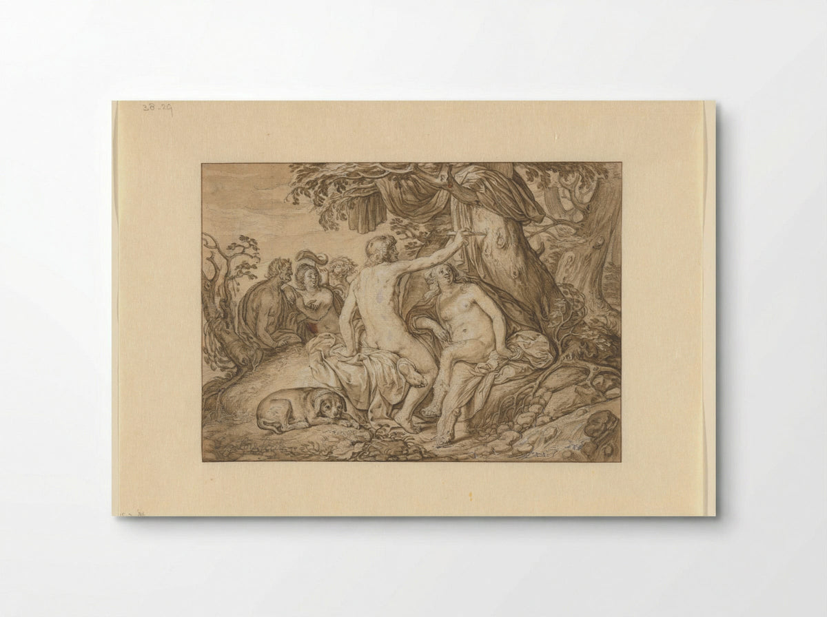 Paris and Oenone or Angelica and Medoro Carving Their Names into a Tree - Jacob Lois - Poster