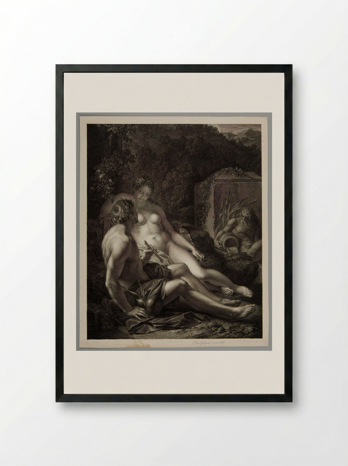 Paris and Oenone - Jean François Ribault - Framed Print Black