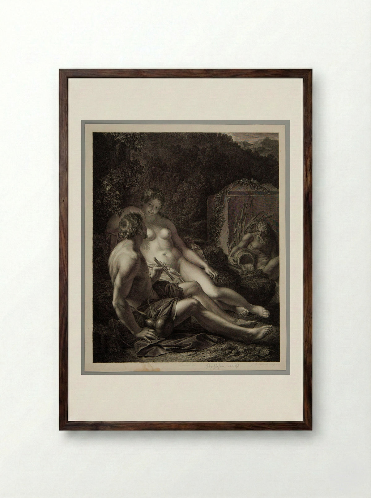 Paris and Oenone - Jean François Ribault - Framed Print Dark Wood