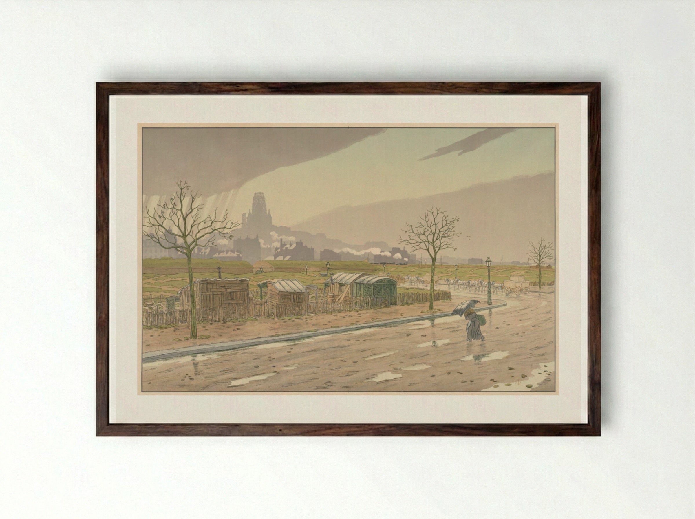 Parisian Landscapes: The Fortifications - Henri Rivière - Framed Print Dark Wood