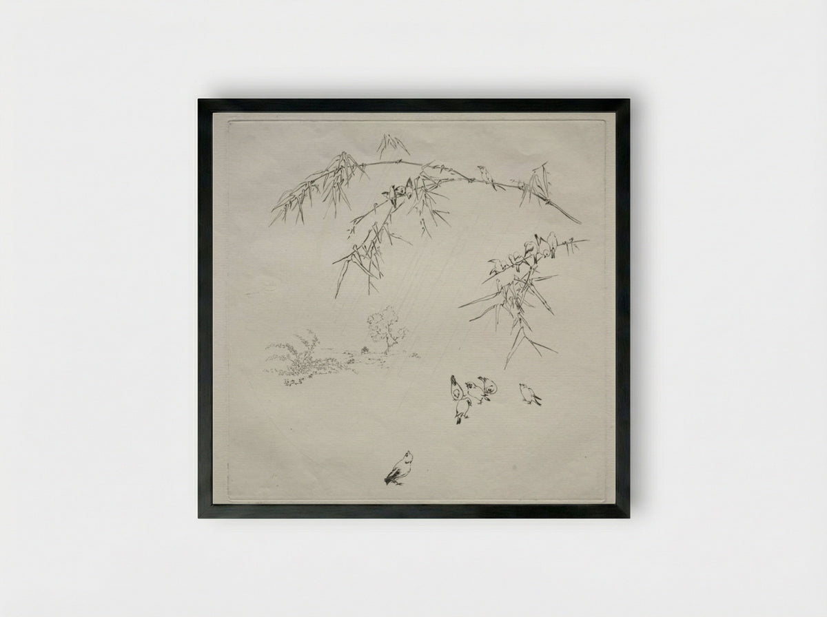 Parisian Service (Haviland service): Rain (no. 10) - Félix Bracquemond - Framed Print Black