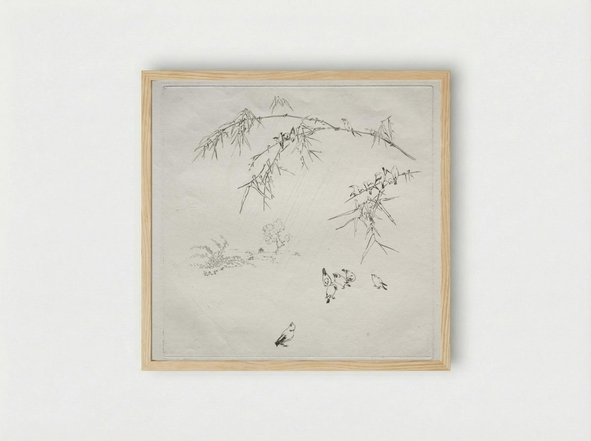 Parisian Service (Haviland service): Rain (no. 10) - Félix Bracquemond - Framed Print Wood