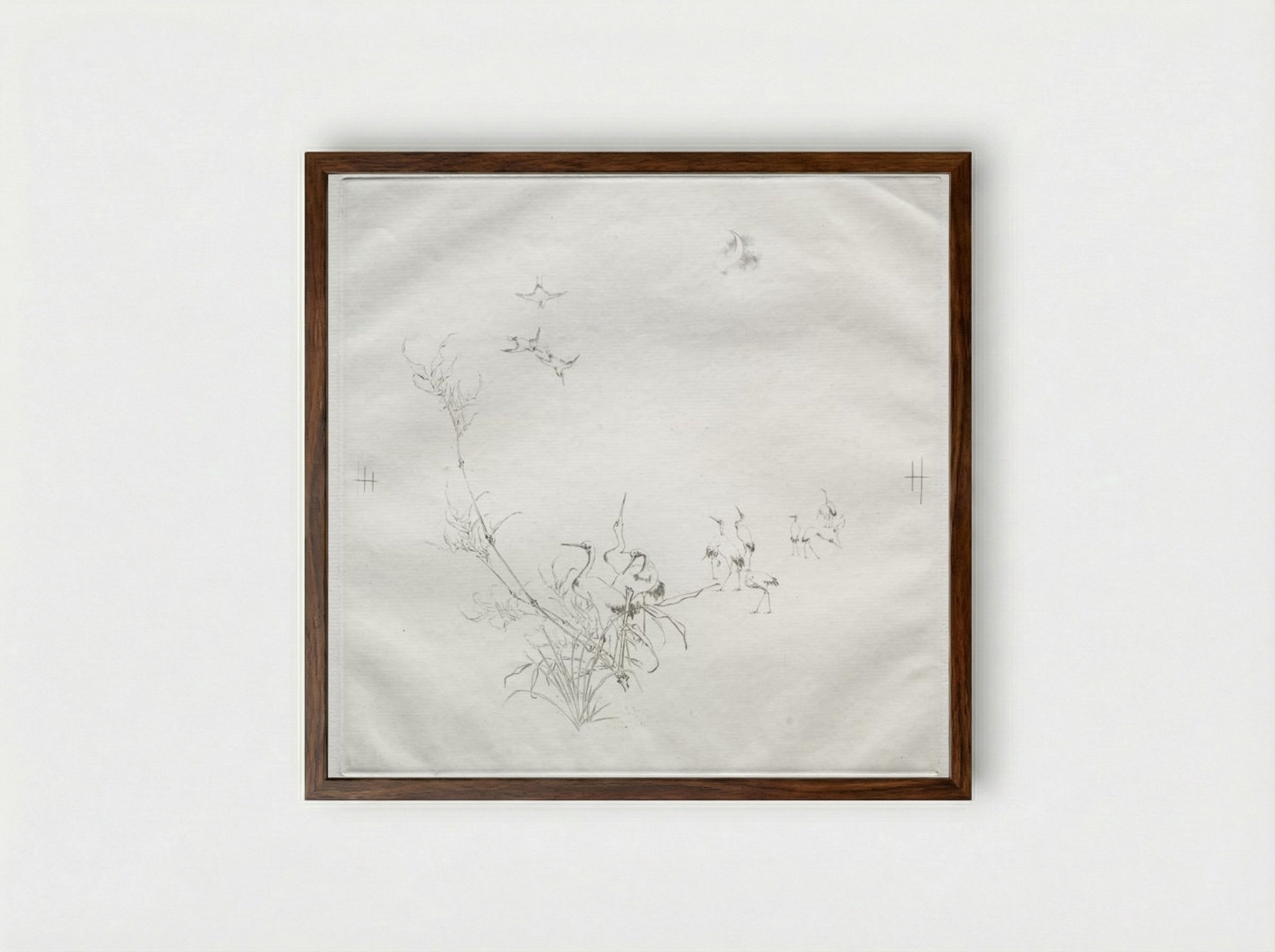 Parisian Service (Haviland service): The Moon (no. 5) - Félix Bracquemond - Framed Print Dark Wood