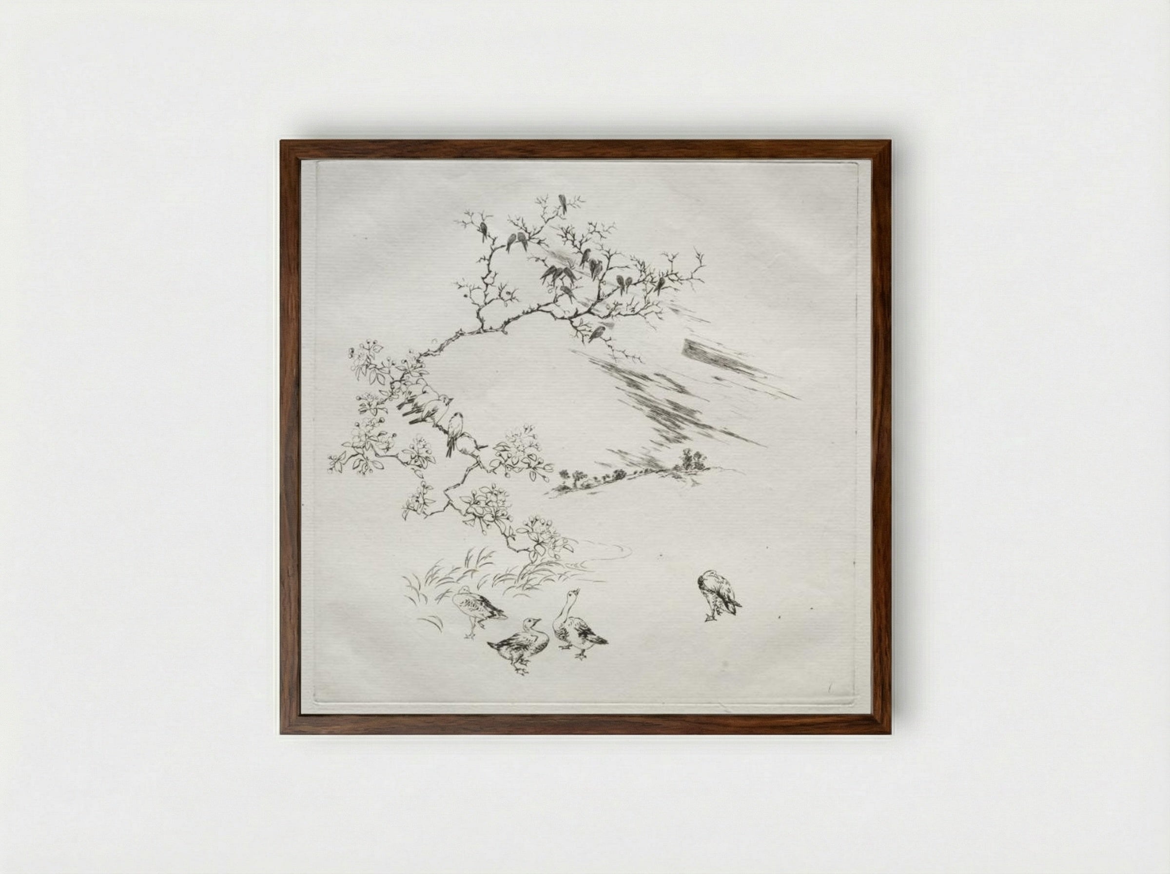 Parisian Service: Night (no. 7) - Félix Bracquemond - Framed Print Dark Wood