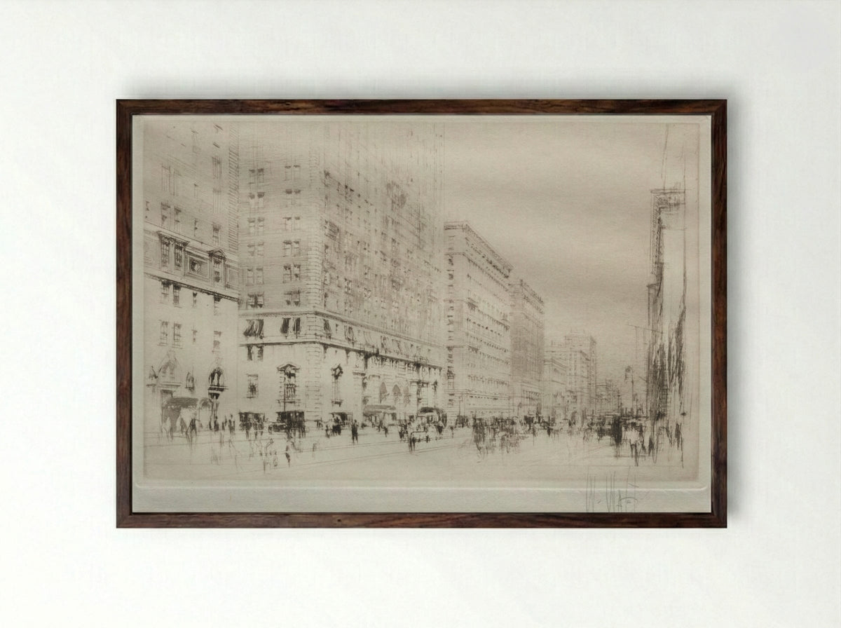 Park Avenue, New York - William Walcot - Framed Print Dark Wood