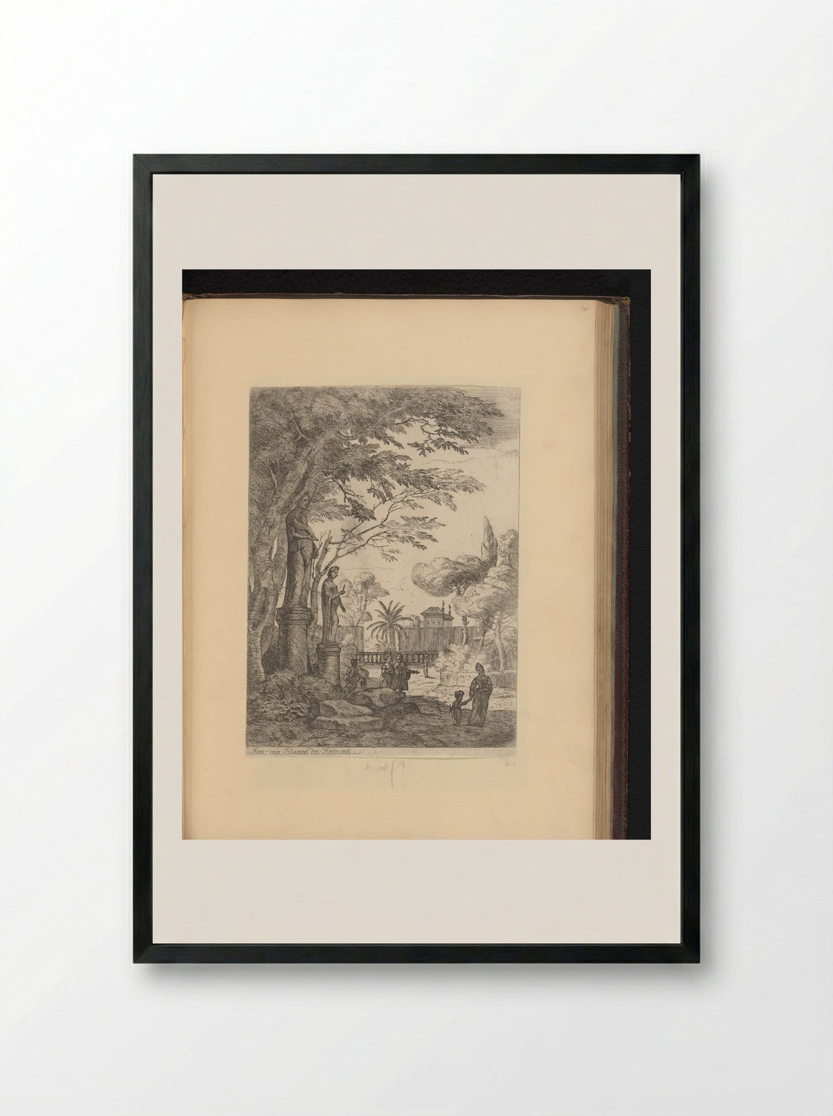 Park met twee beelden - Jan Frans van Bloemen - Framed Print Black
