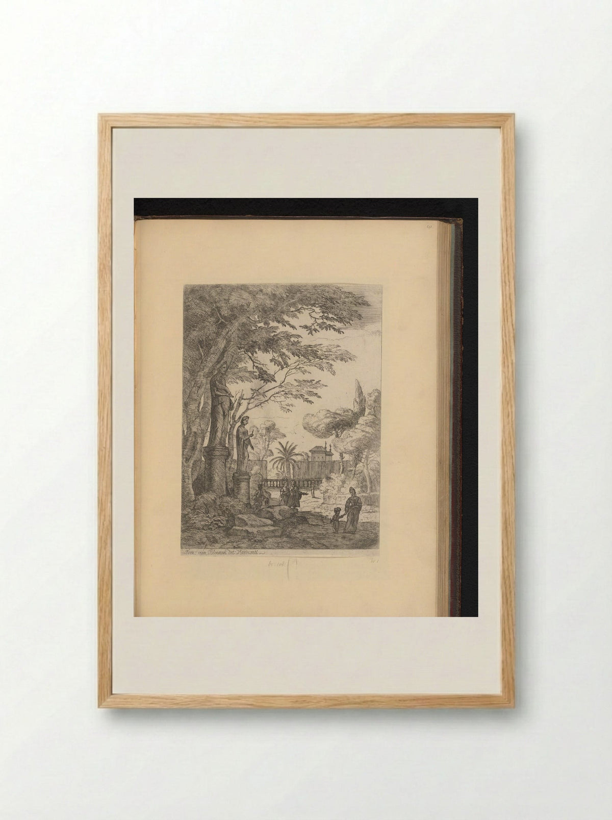 Park met twee beelden - Jan Frans van Bloemen - Framed Print Wood