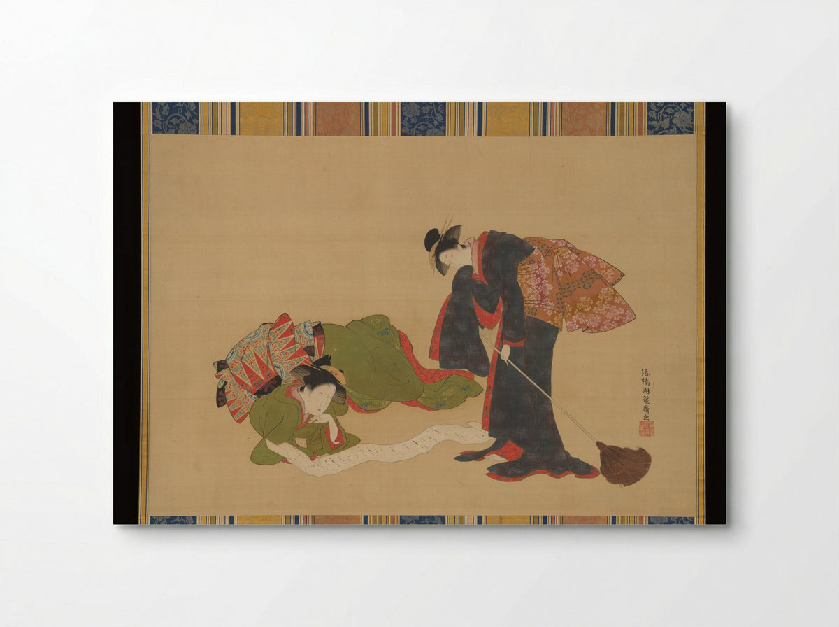 Parody of Hanshan and Shide (Kanzan and Jittoku) - Isoda Koryūsai - Poster