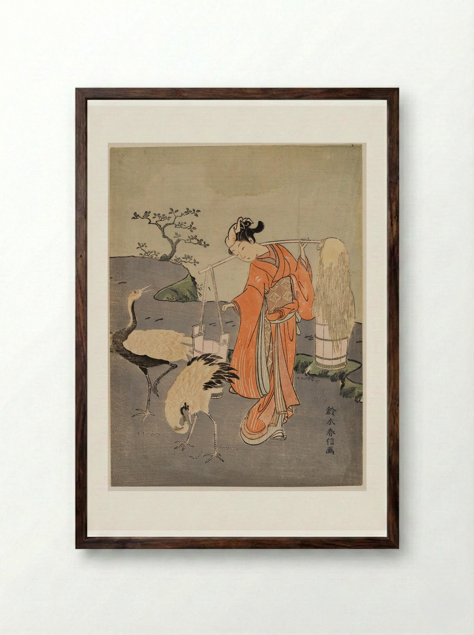 Parody of Lin Heqing (Rinnasei) - Suzuki Harunobu - Framed Print Dark Wood