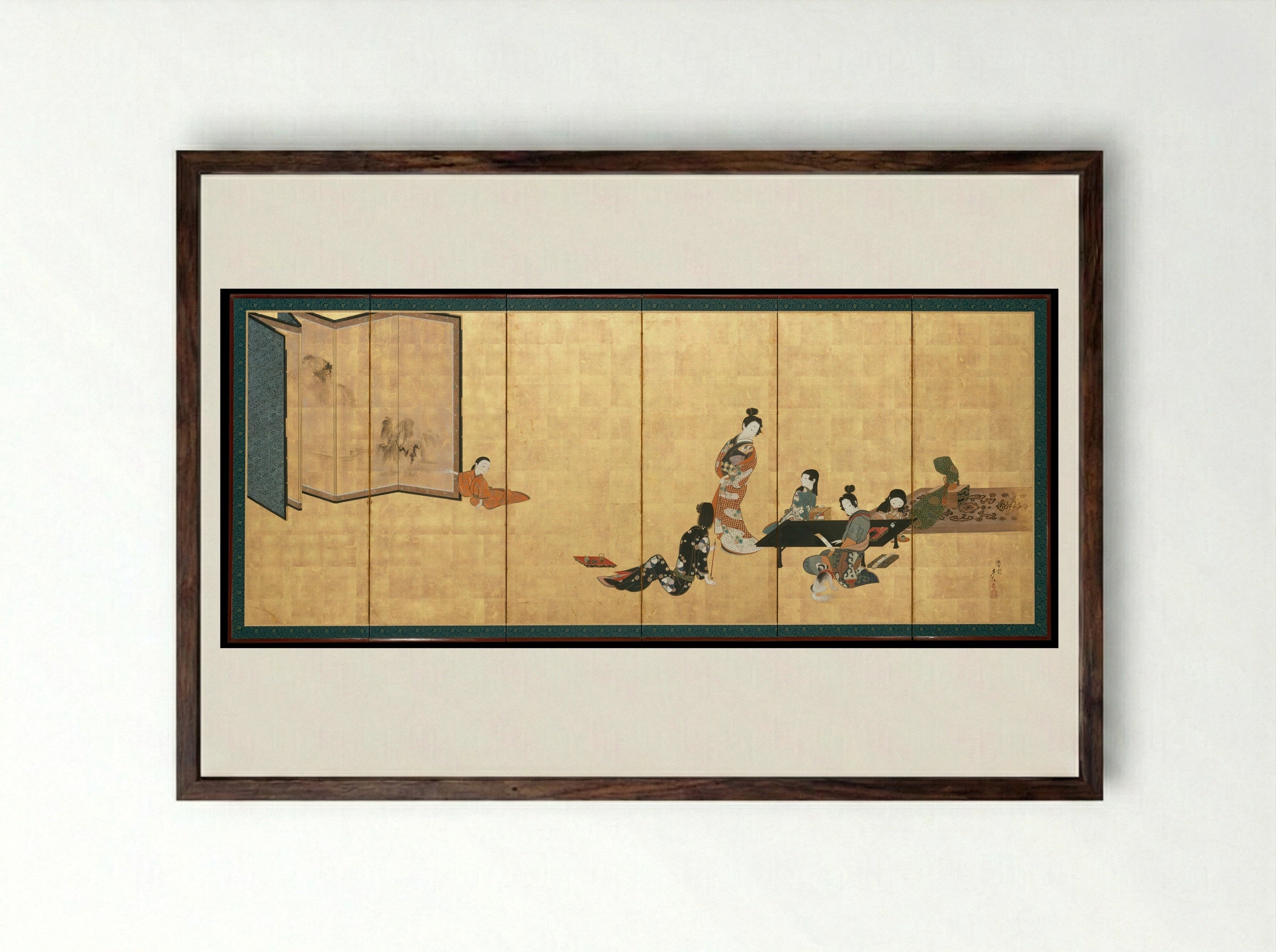 Parody of the Four Accomplishments - Shibata Zeshin - Framed Print Dark Wood