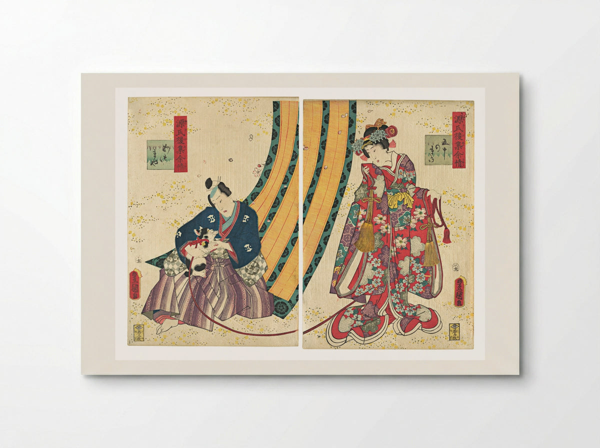 Parody of the Third Princess and Kashiwagi: Chapter 50: A Hut in the Eastern Provinces - Utagawa Kunisada - Poster