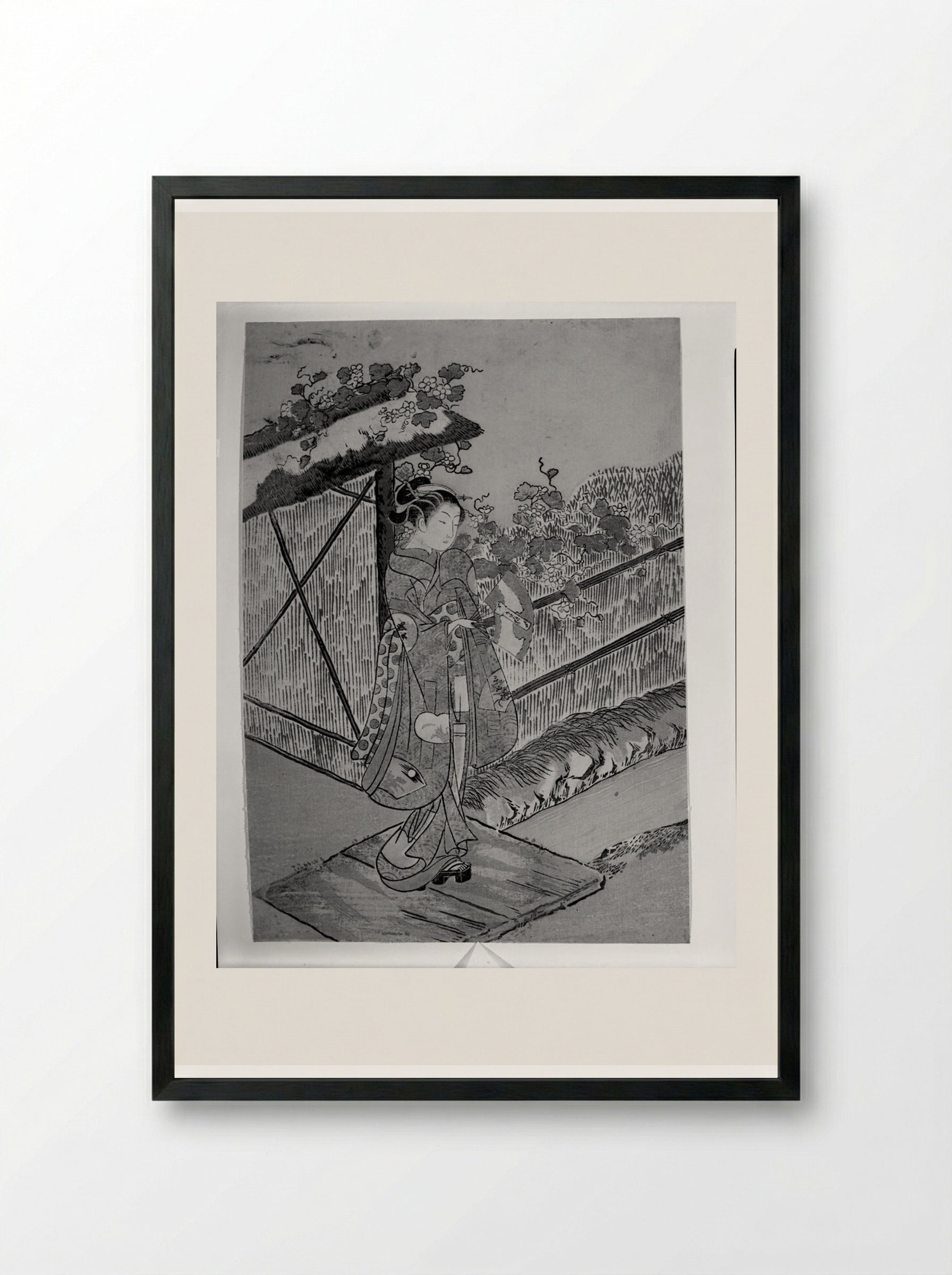 Parody of the Yūgao Chapter of the Tale of Genji - Suzuki Harunobu - Framed Print Black