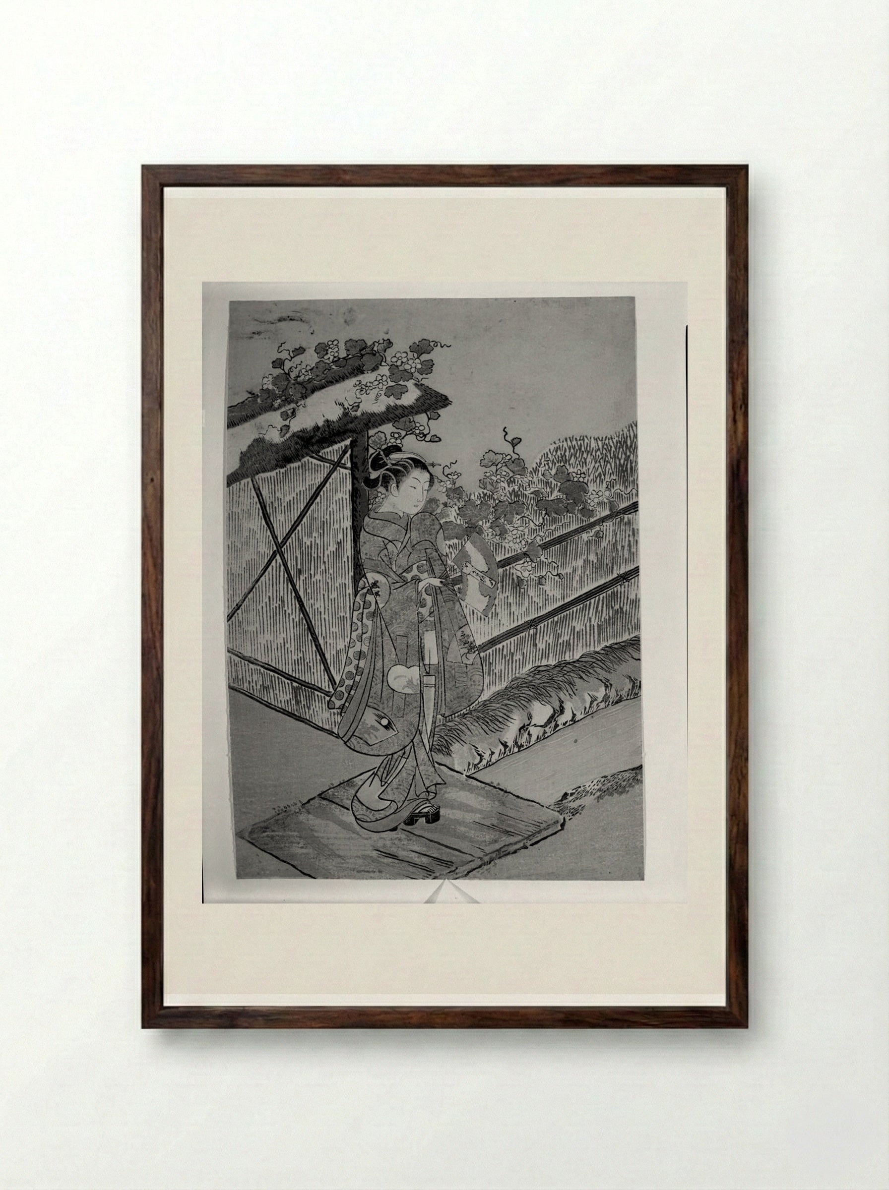 Parody of the Yūgao Chapter of the Tale of Genji - Suzuki Harunobu - Framed Print Dark Wood