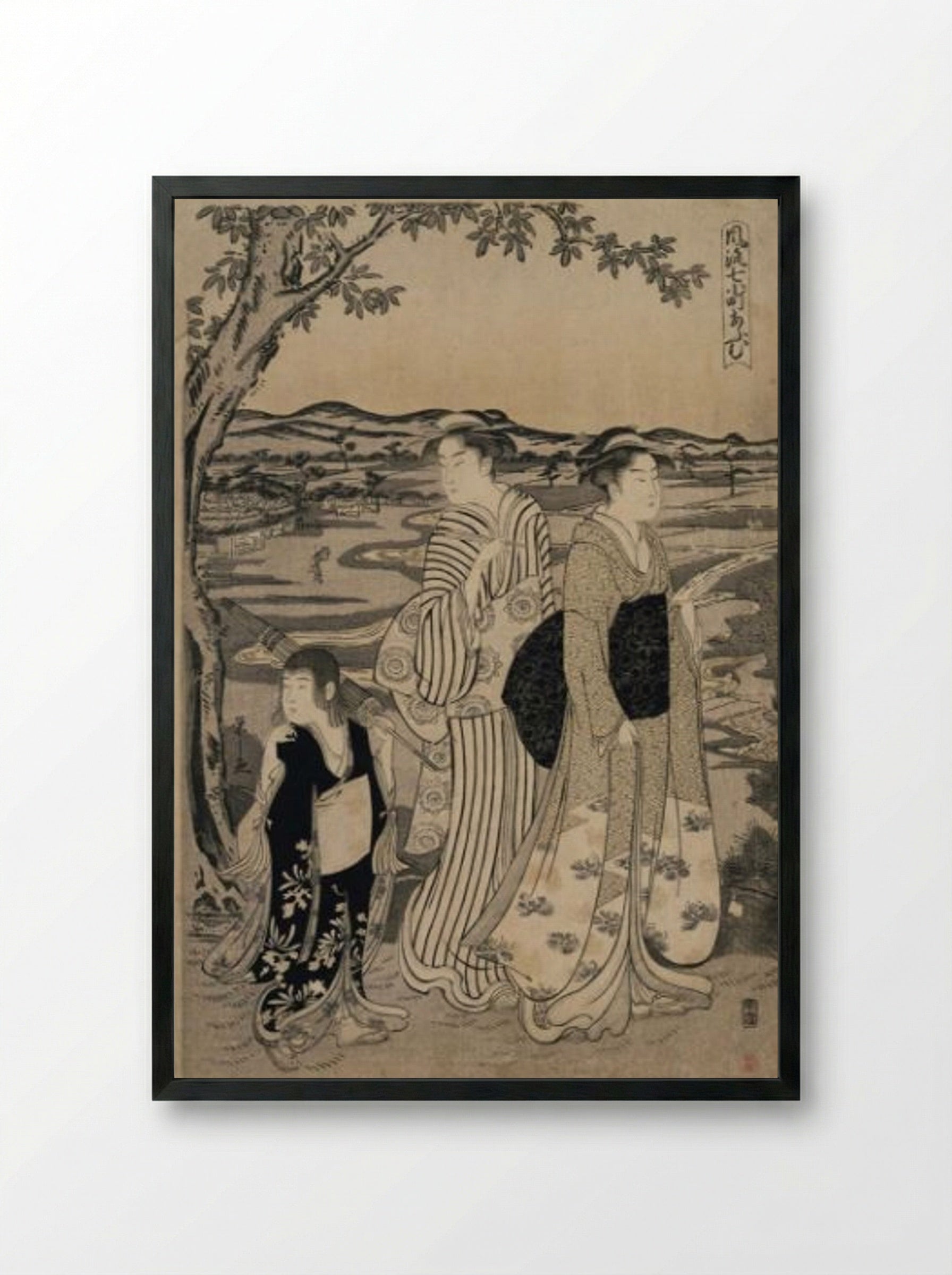 Parrot Komachi - Chōbunsai Eishi - Framed Print Black