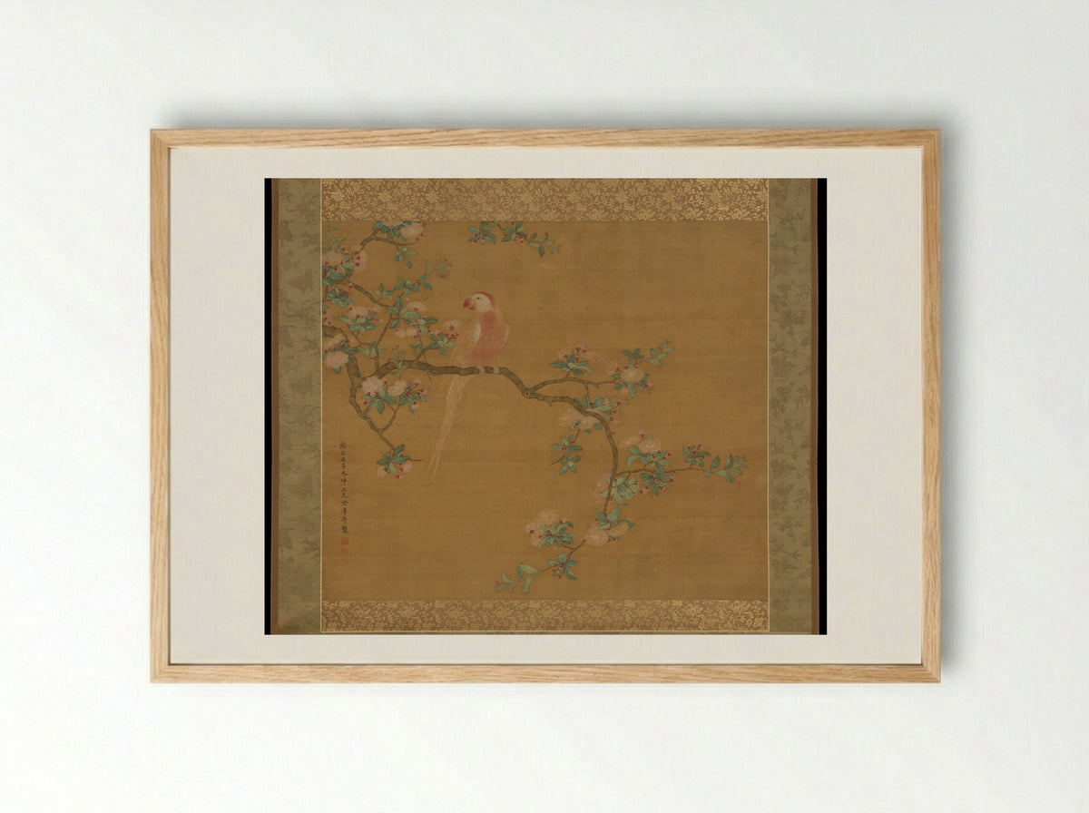 Parrot on a Pear Branch - Jin Zunnian - Framed Print Wood