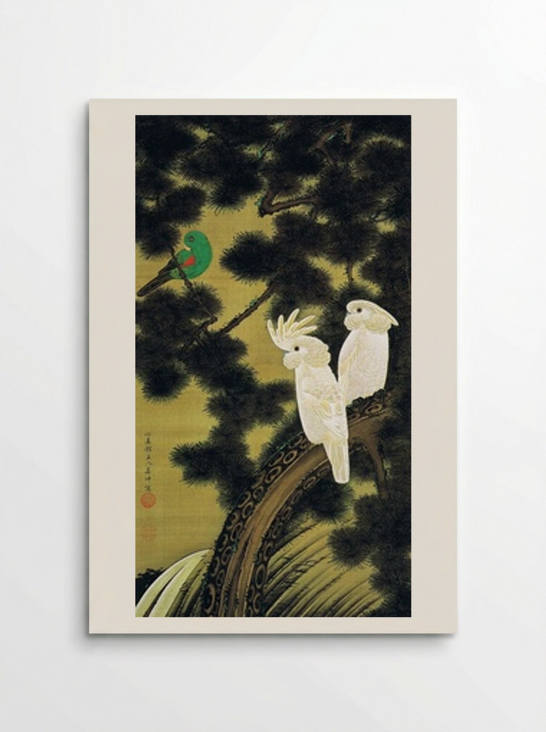 Parrots and Pine Tree - Itō Jakuchū - Poster