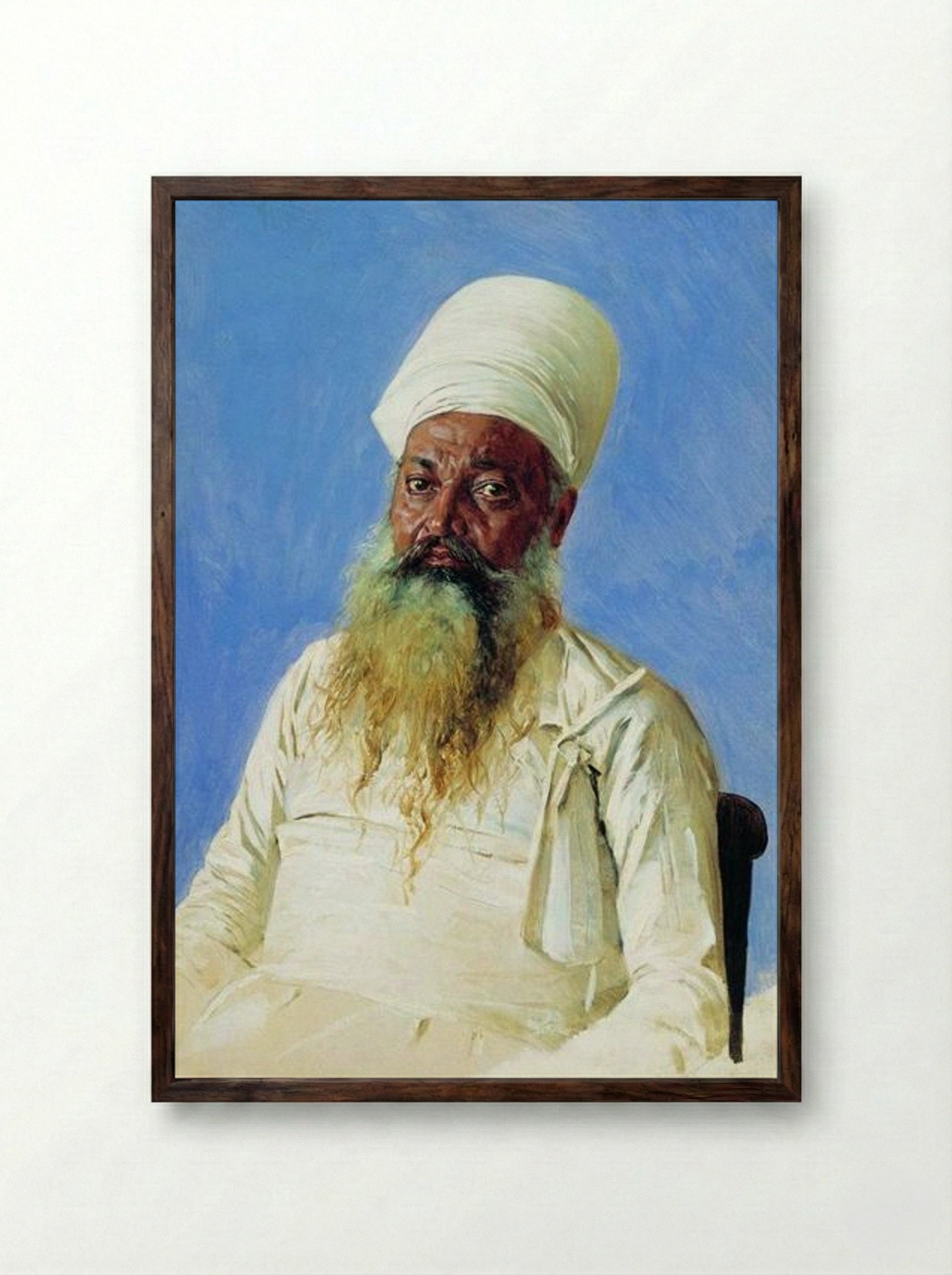 Parsi Priest (Fire-Worshipper), Bombay - Vasily Vereshchagin - Framed Print Dark Wood