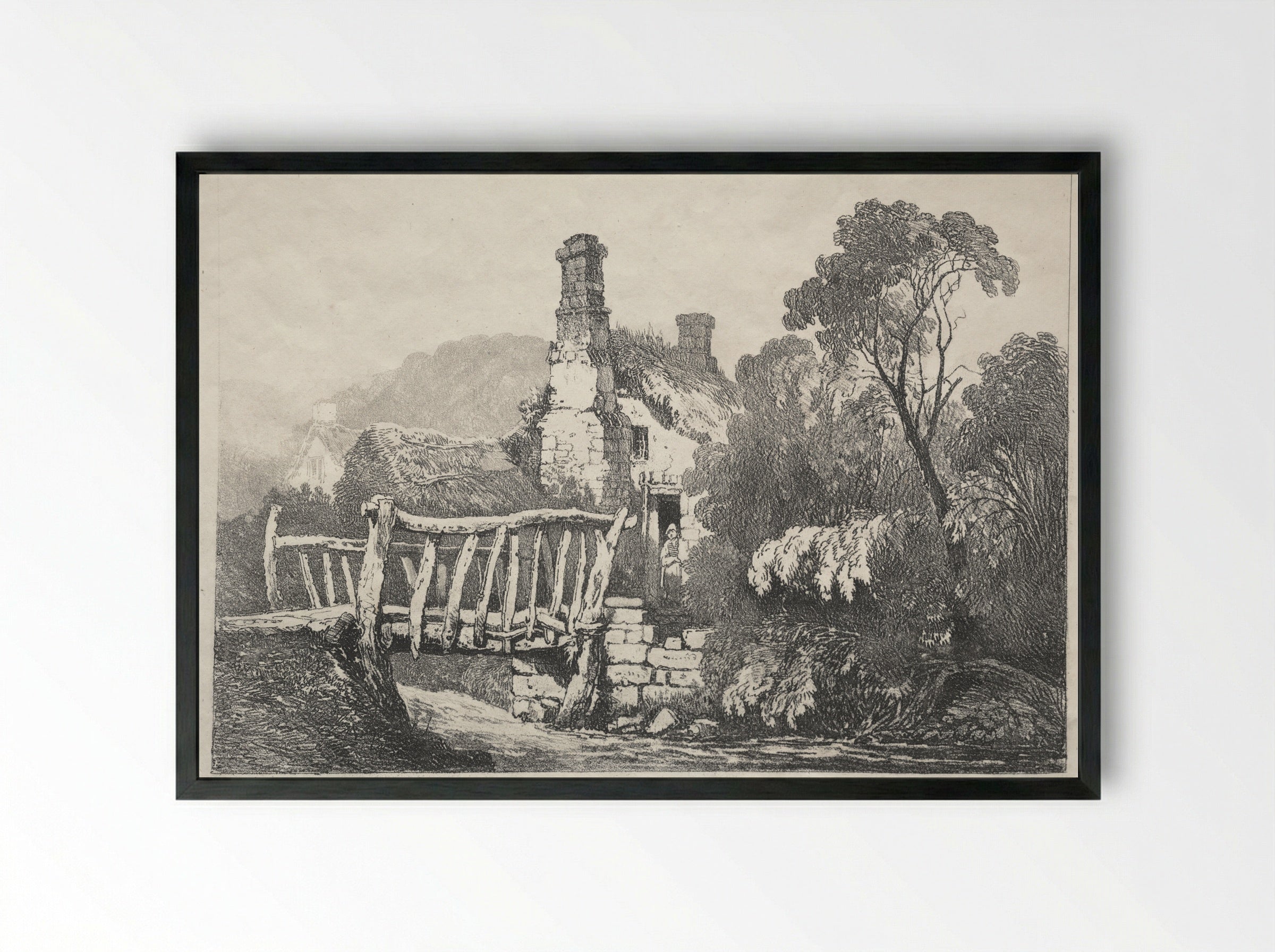 Part of Kirkham Abbey - Samuel Prout - Framed Print Black