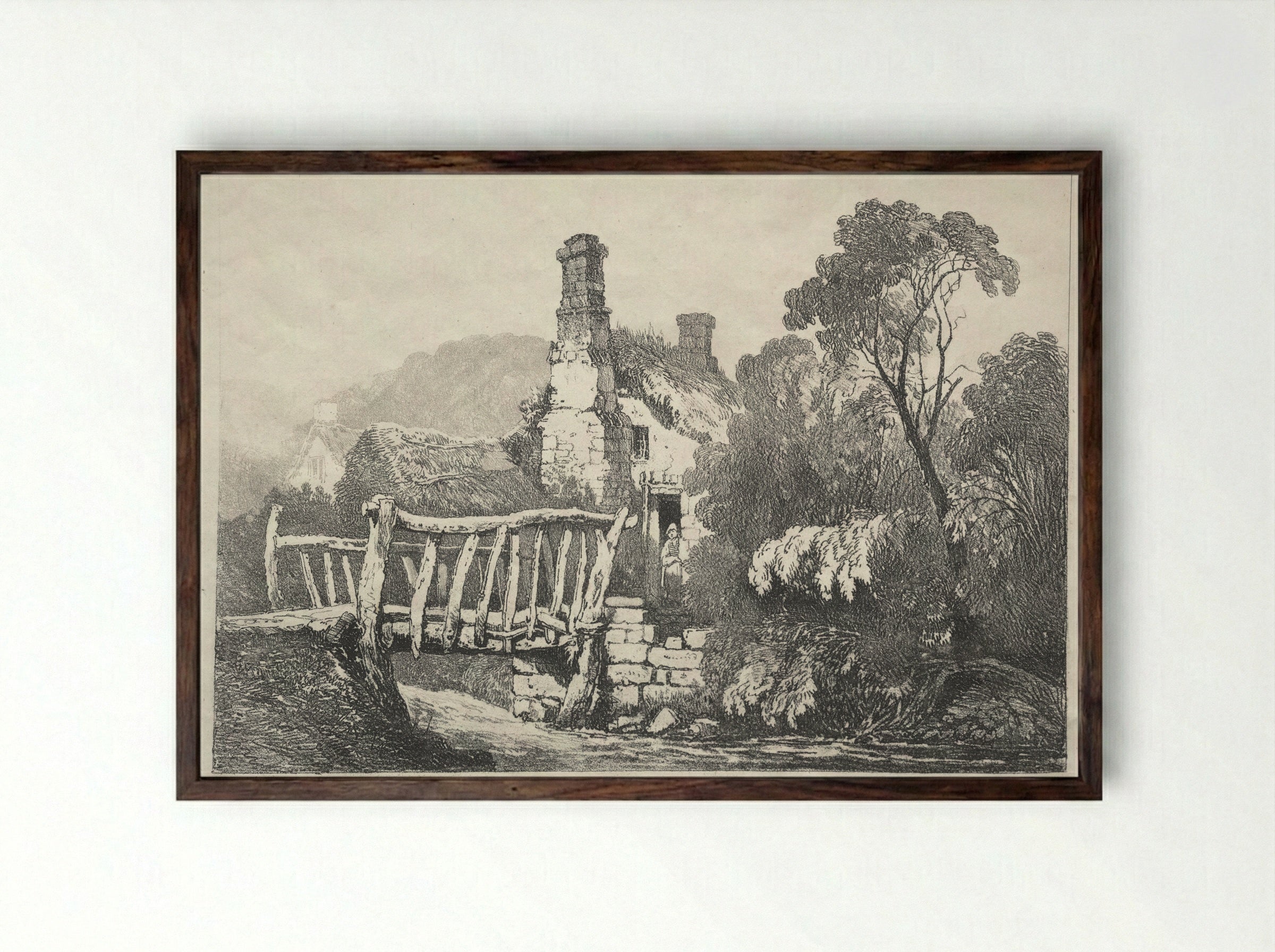 Part of Kirkham Abbey - Samuel Prout - Framed Print Dark Wood