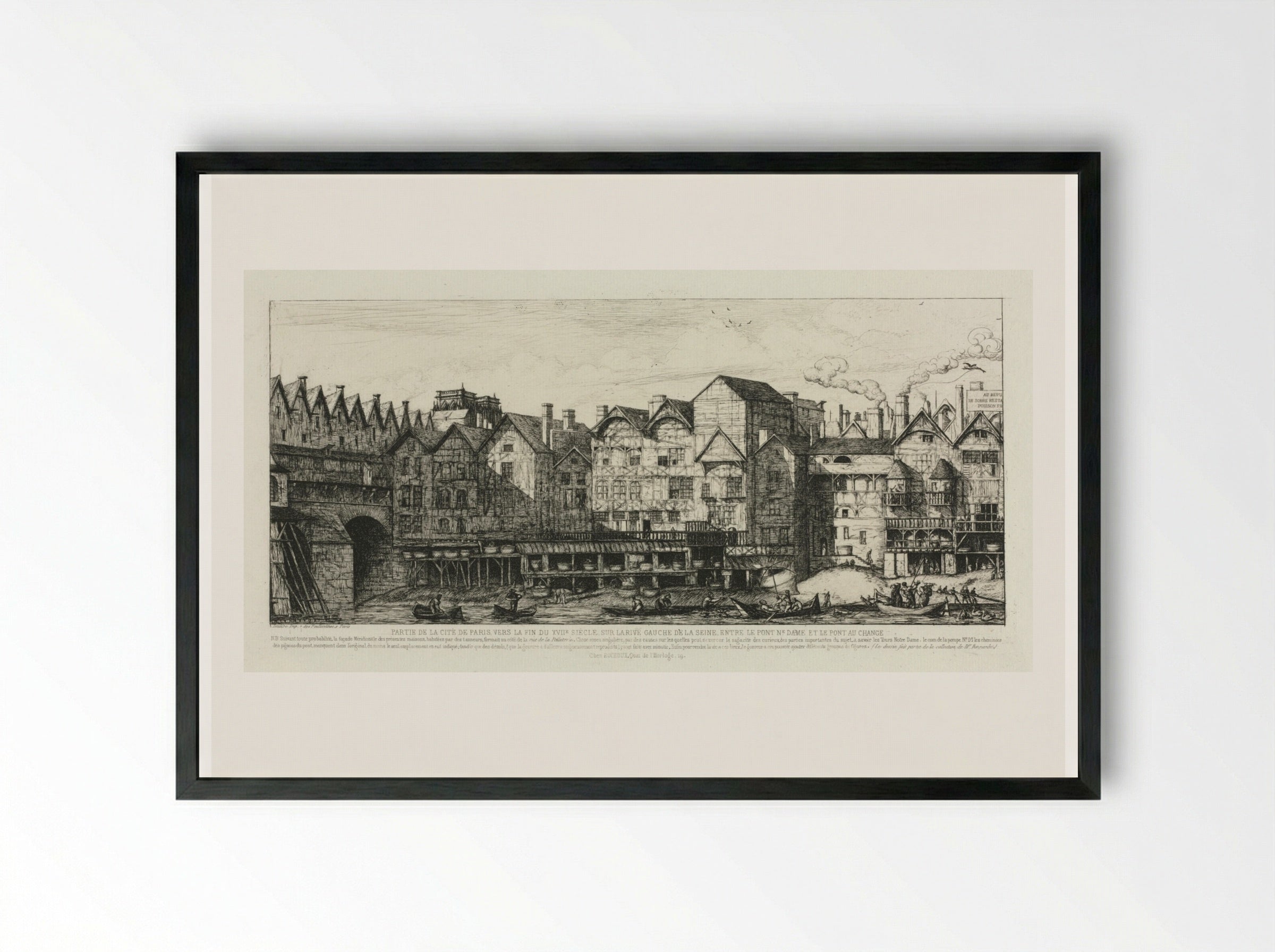 Part of the City of Paris at the End of the Seventeenth Century - Charles Meryon - Framed Print Black