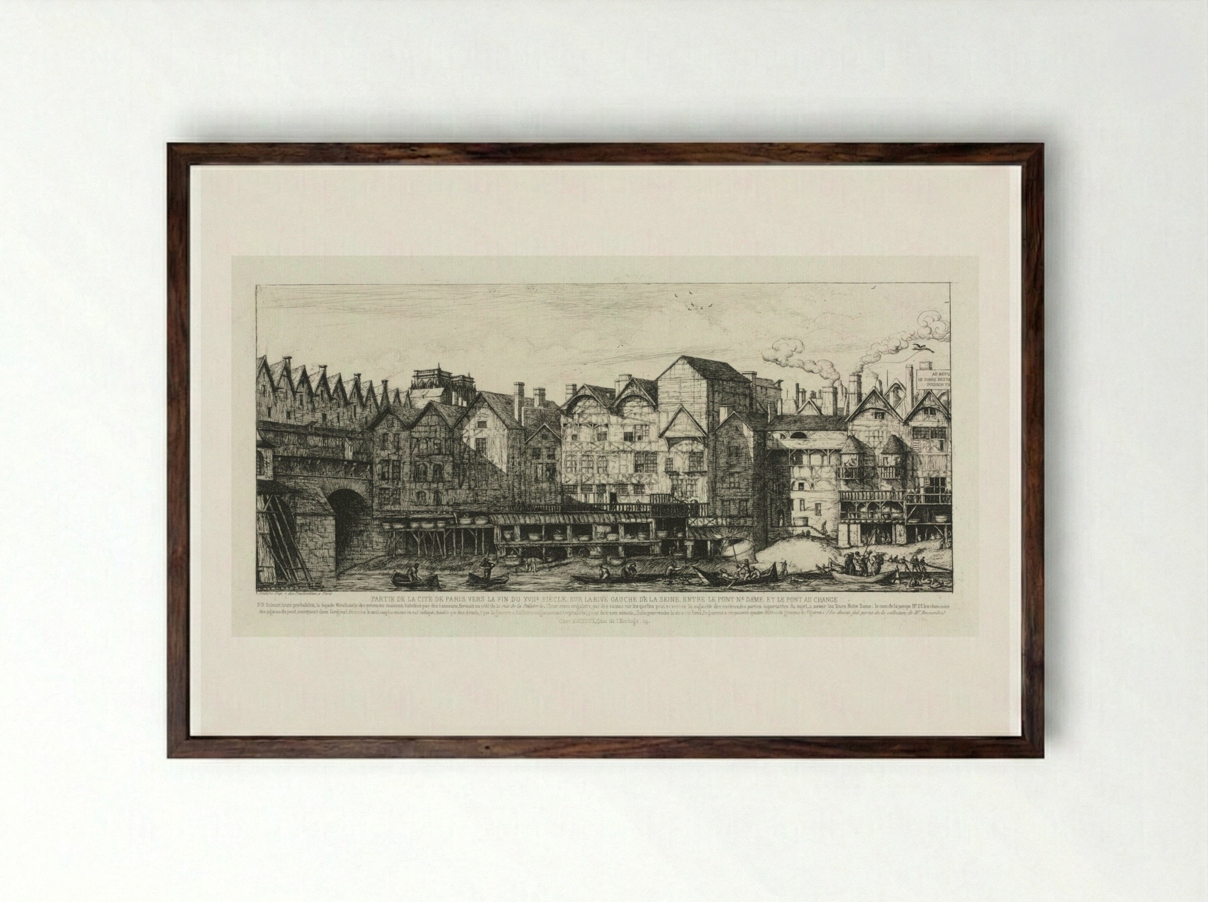 Part of the City of Paris at the End of the Seventeenth Century - Charles Meryon - Framed Print Dark Wood