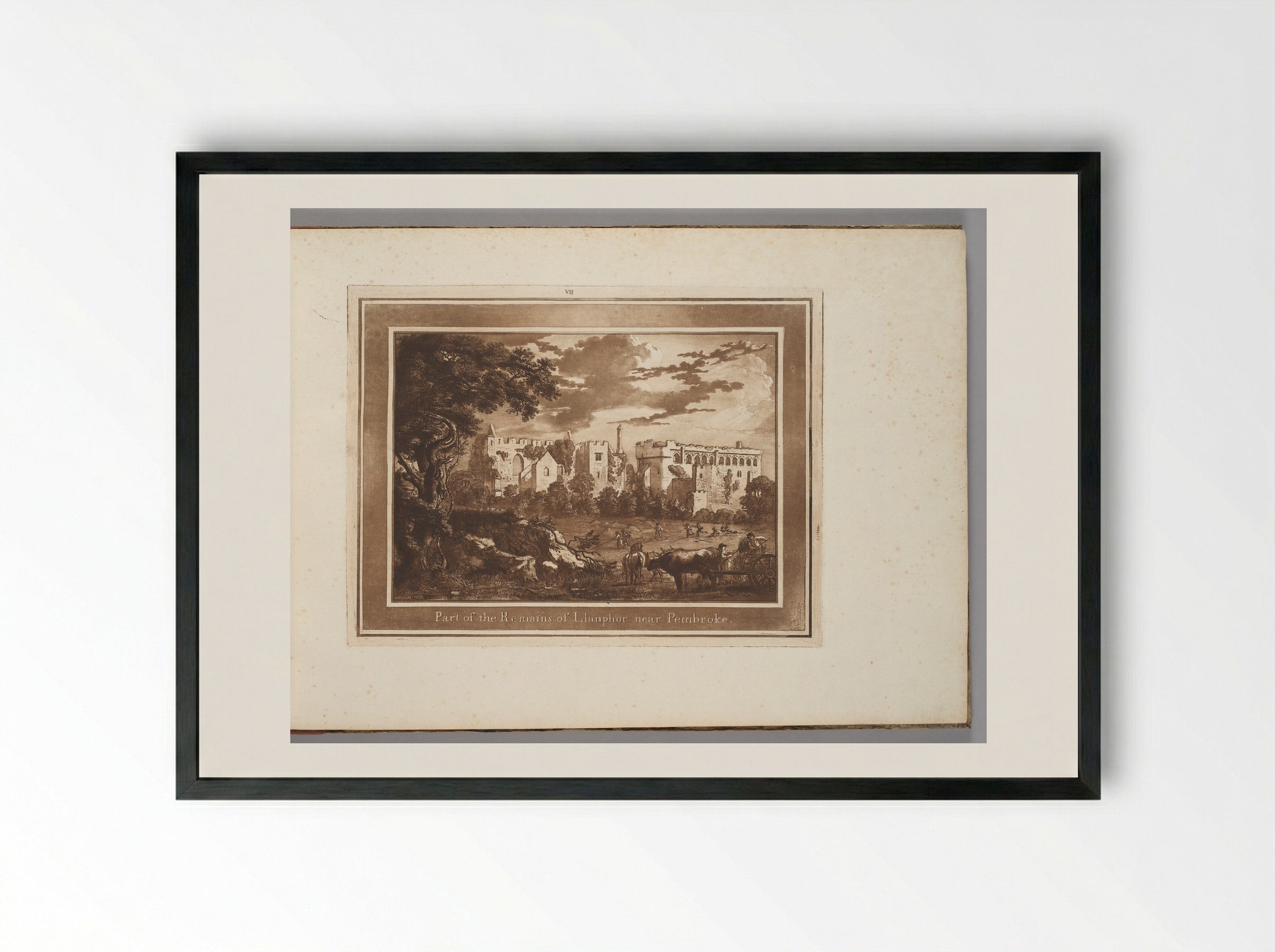 Part of the Remains of Llanphor near Pembroke - Paul Sandby - Framed Print Black
