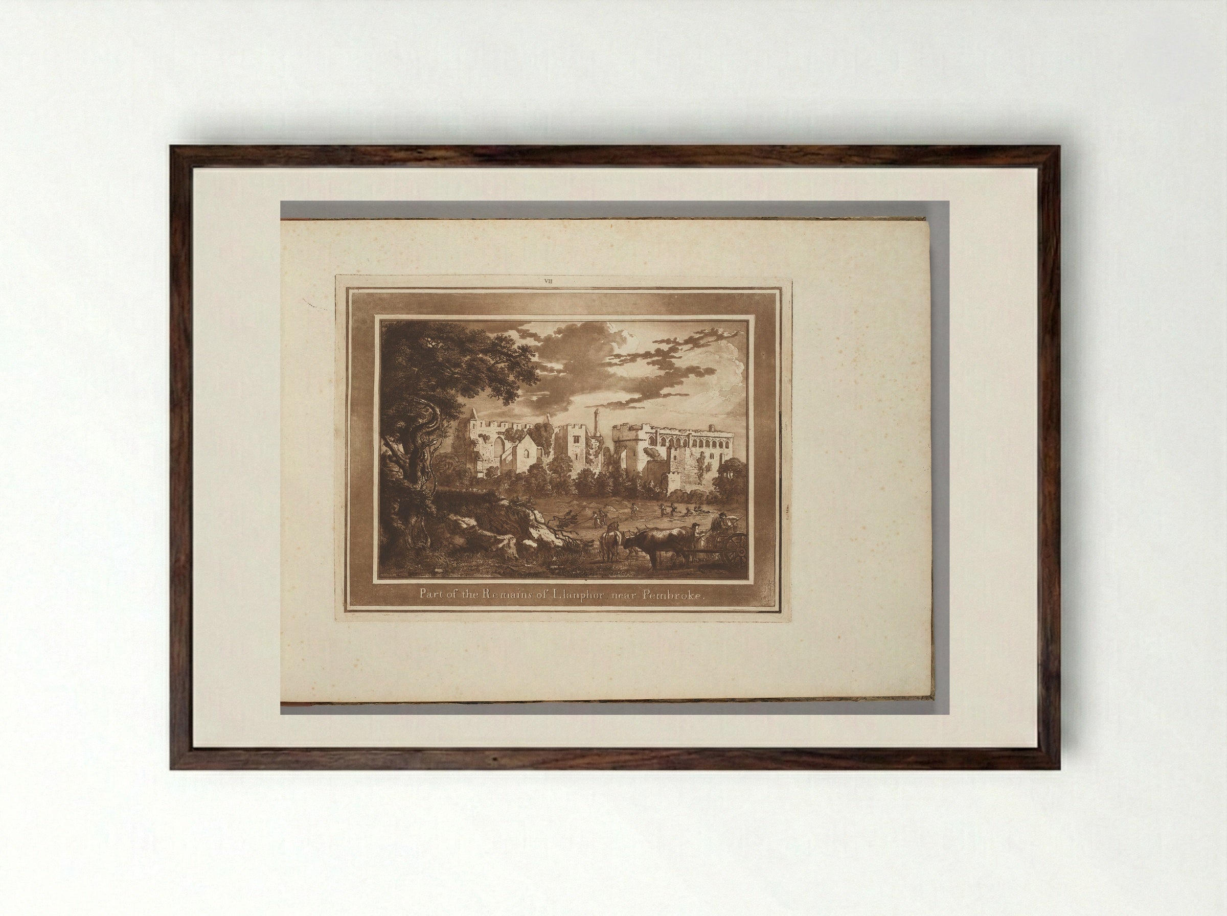 Part of the Remains of Llanphor near Pembroke - Paul Sandby - Framed Print Dark Wood