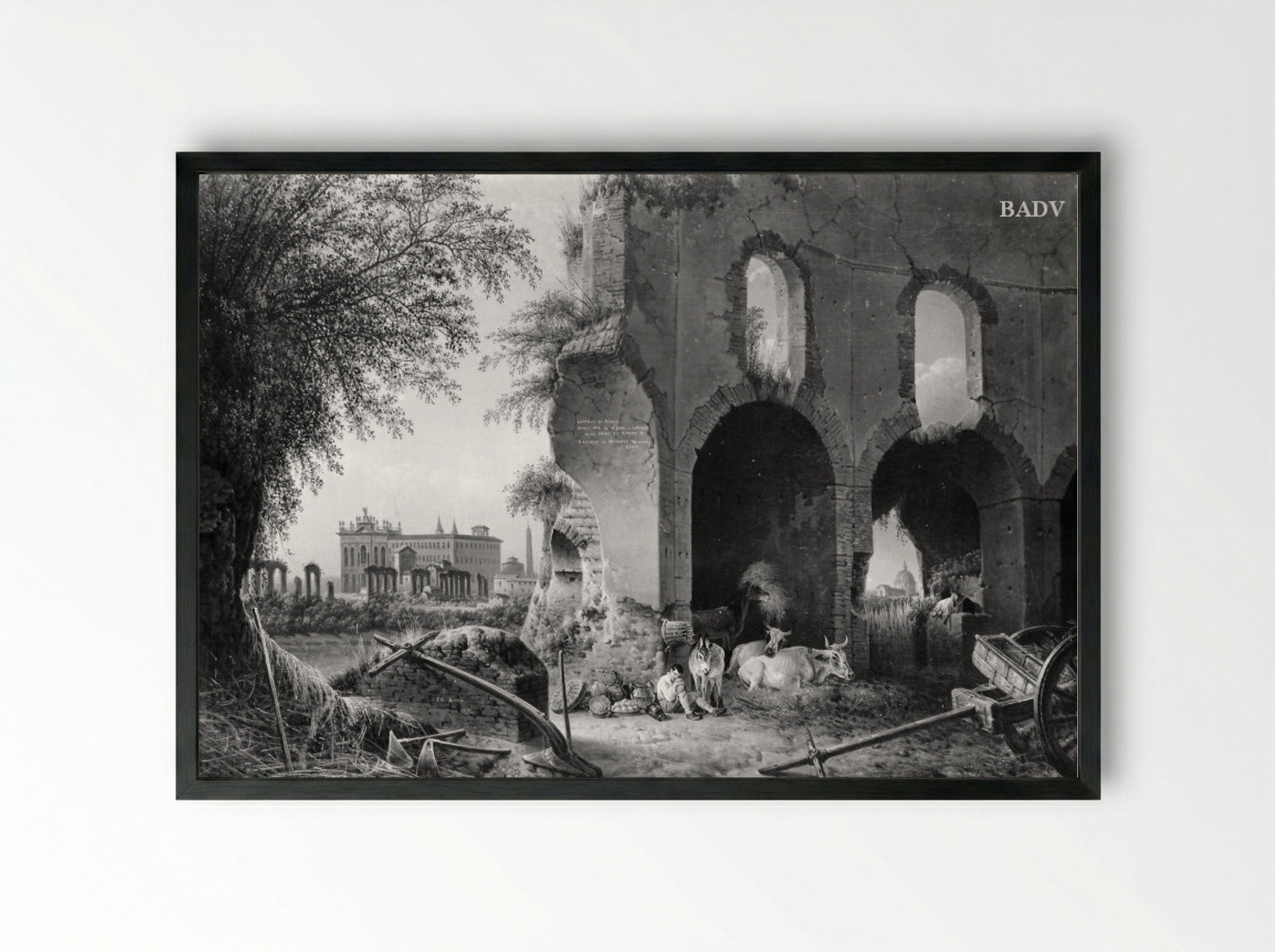 Part of the Vault of the Temple of Minerva Medica in Rome - Josephus Augustus Knip - Framed Print Black