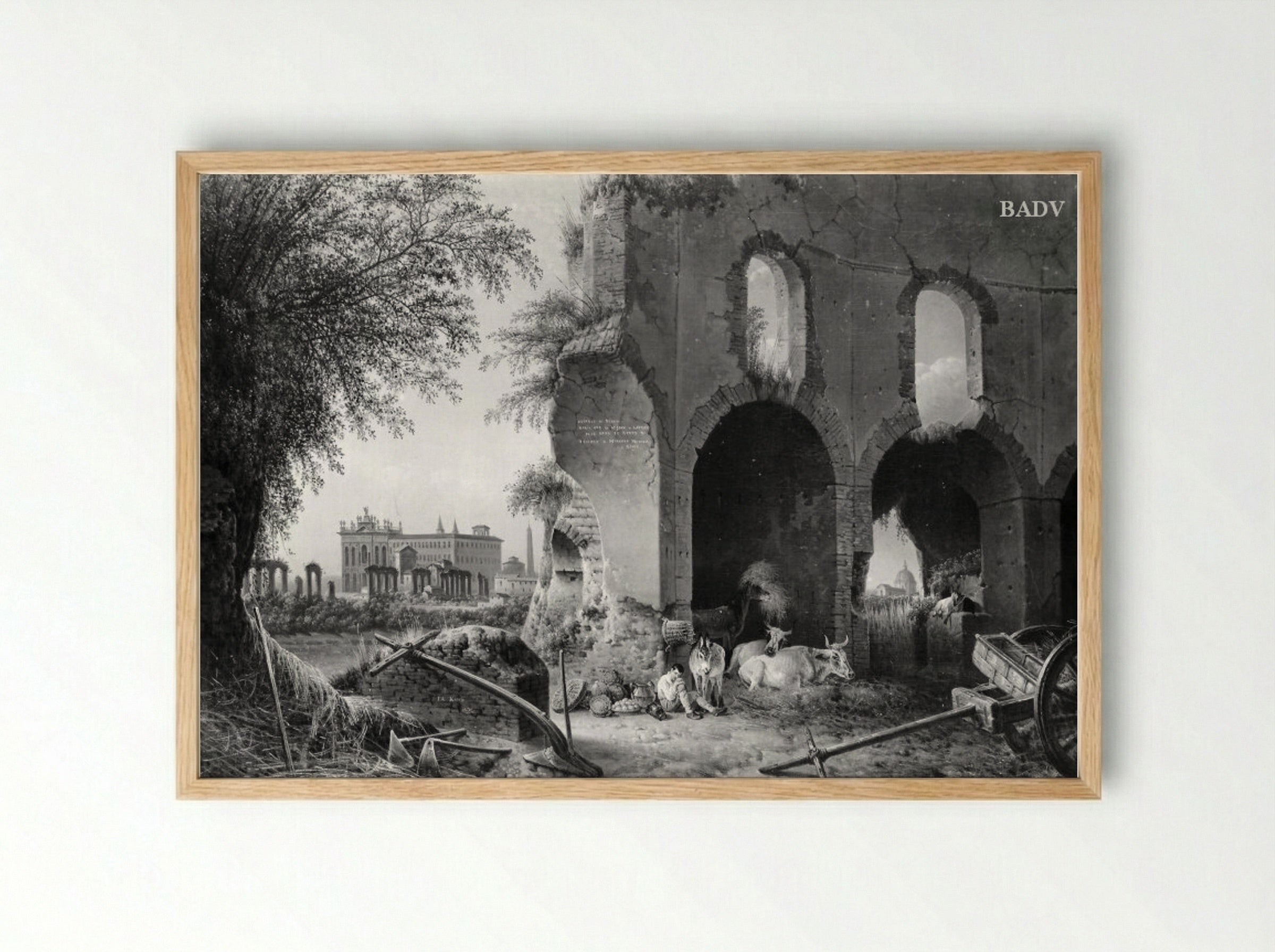 Part of the Vault of the Temple of Minerva Medica in Rome - Josephus Augustus Knip - Framed Print Wood