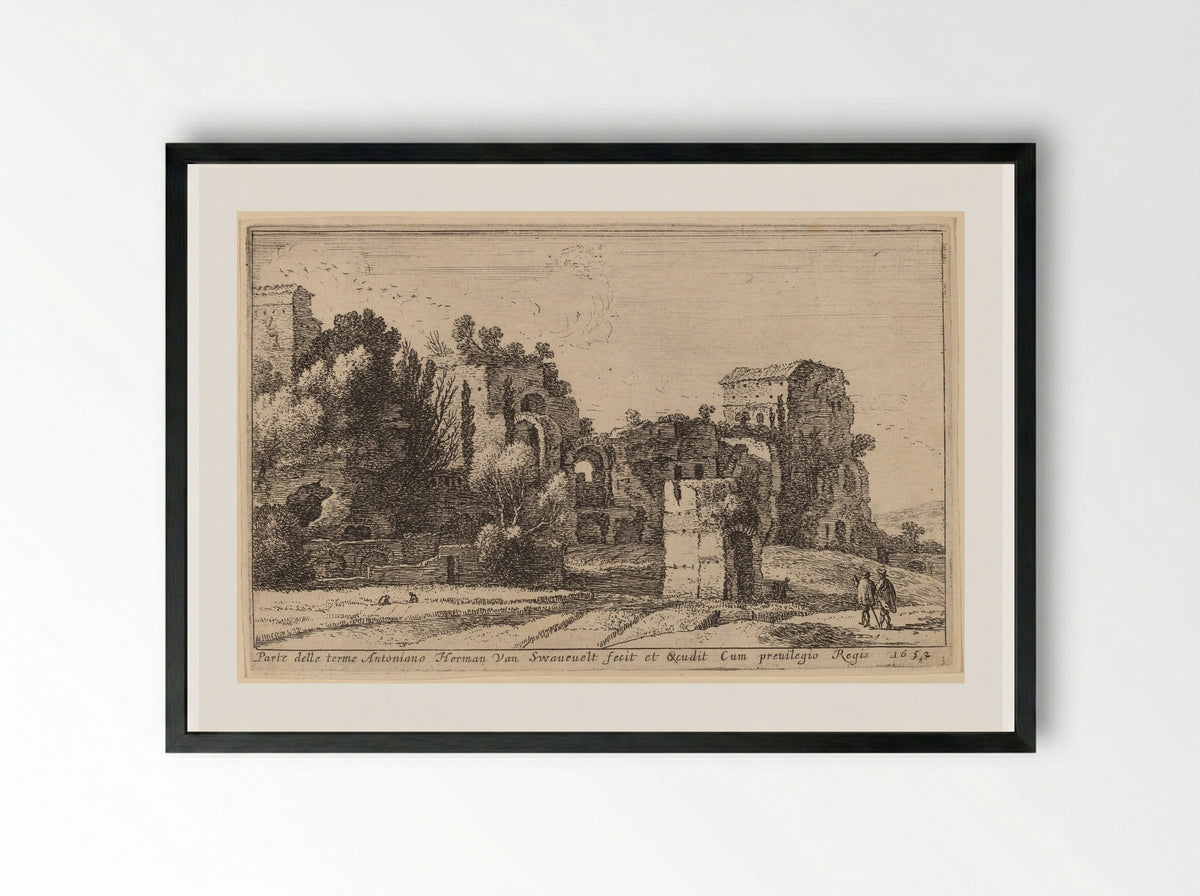 Parte delle terme Antoniano - Herman van Swanevelt - Framed Print Black
