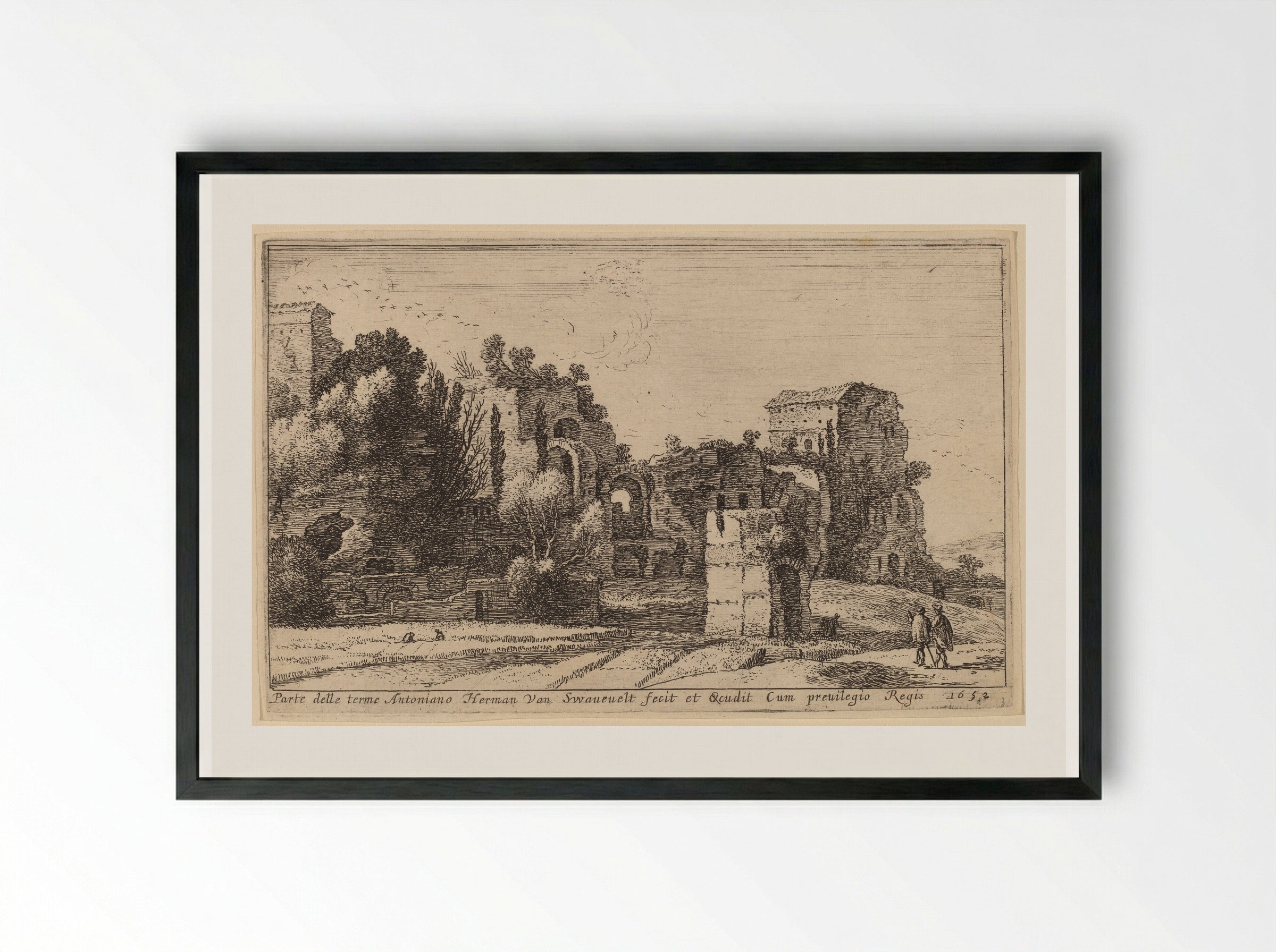 Parte delle terme Antoniano - Herman van Swanevelt - Framed Print Black