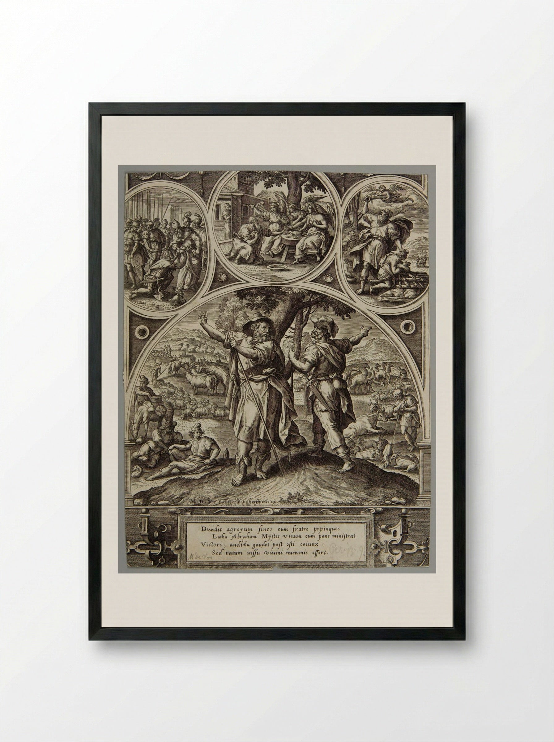 Parting of Abraham and Lot - Adriaen Collaert - Framed Print Black