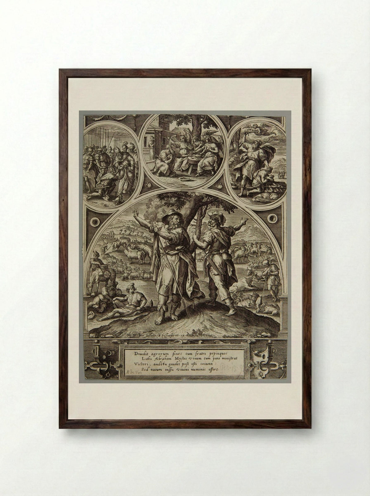 Parting of Abraham and Lot - Adriaen Collaert - Framed Print Dark Wood