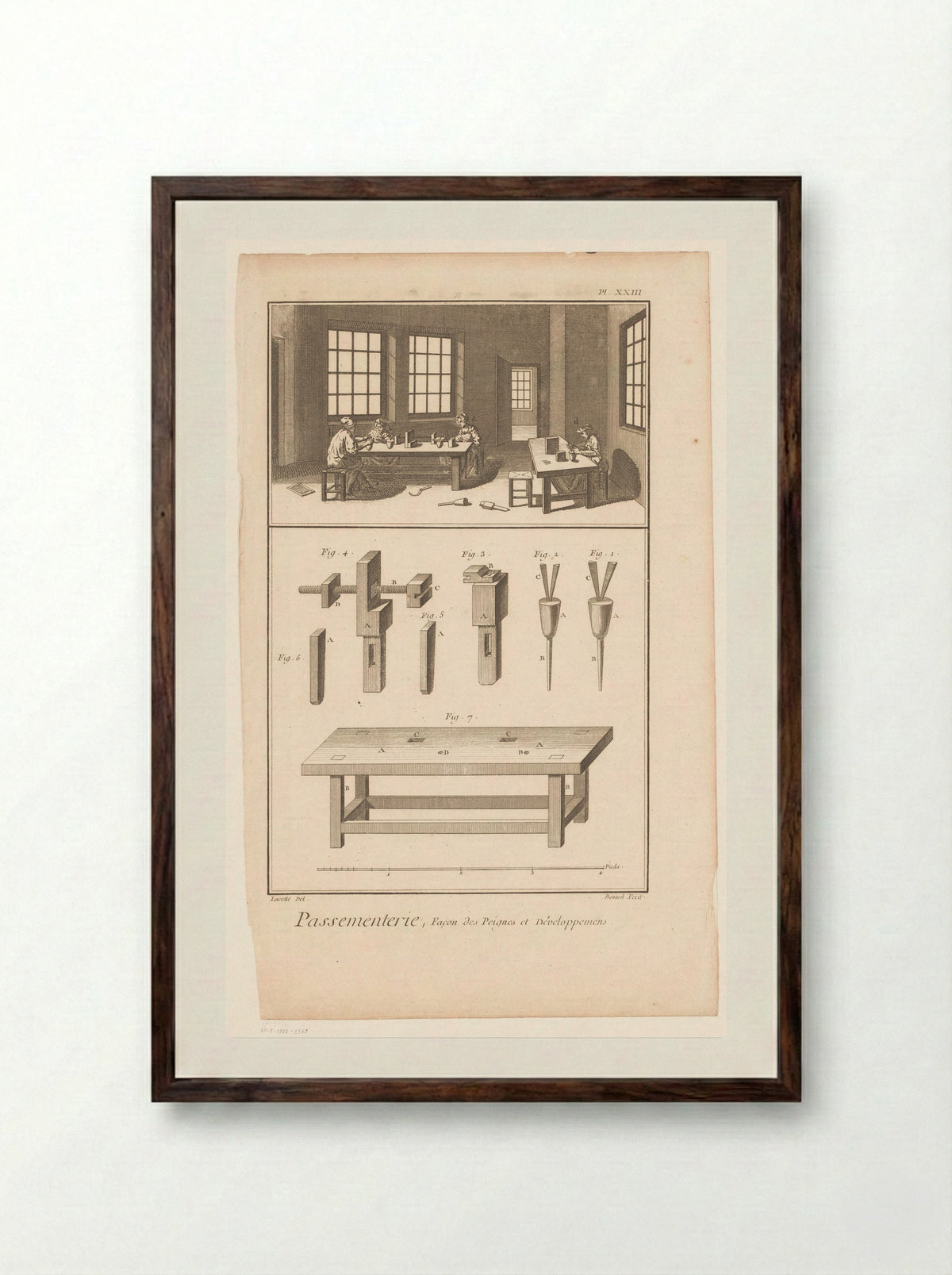 Passementerie, Façon des Peignes et Développements - Robert Bénard - Framed Print Dark Wood